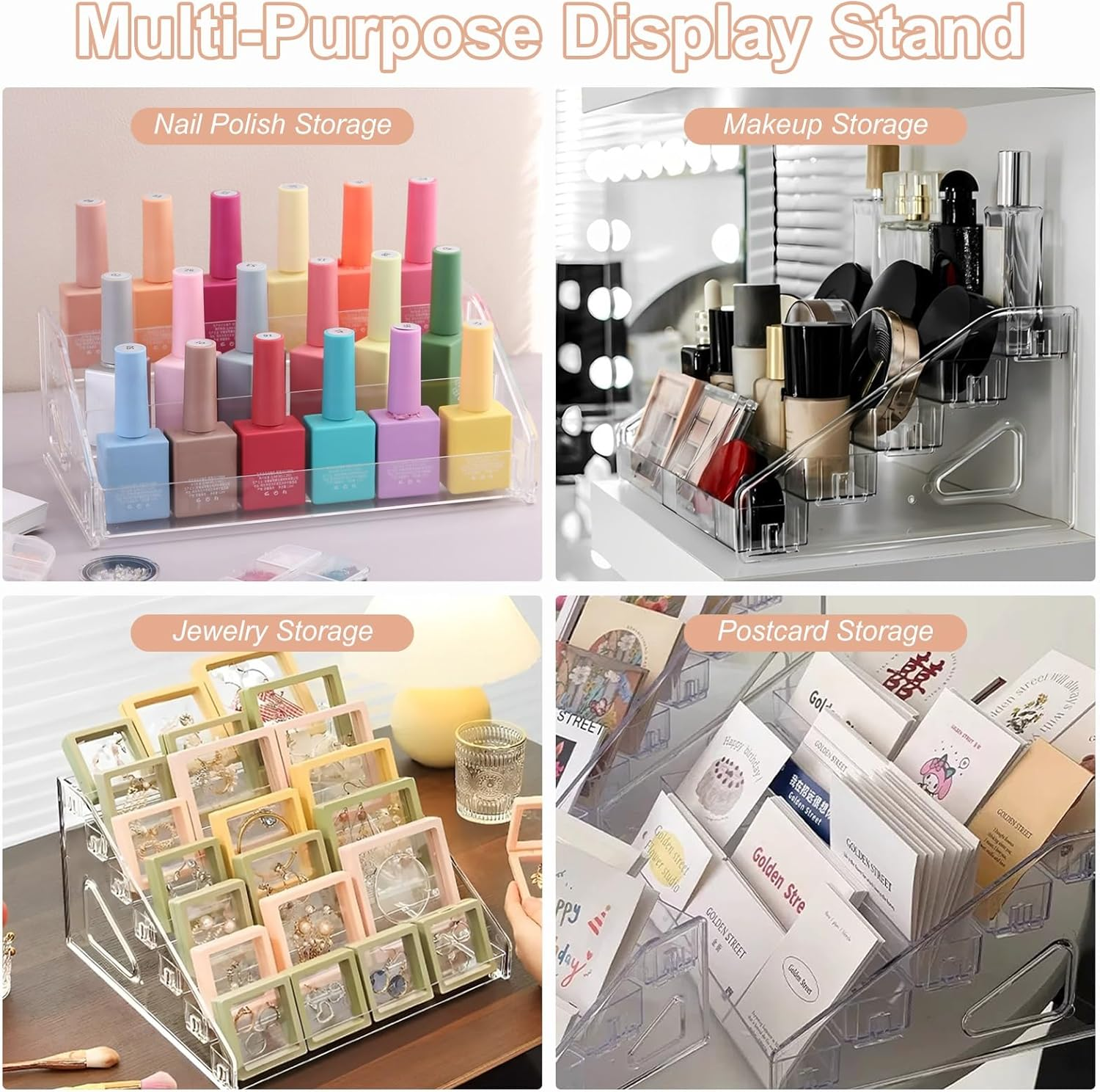 SUTOKAKA Nail Polish Organizer Clear Acrylic Eyeglasses Display Holder Essential Oil Storage Rack Makeup Stand Tray - 3 Layer image number 5