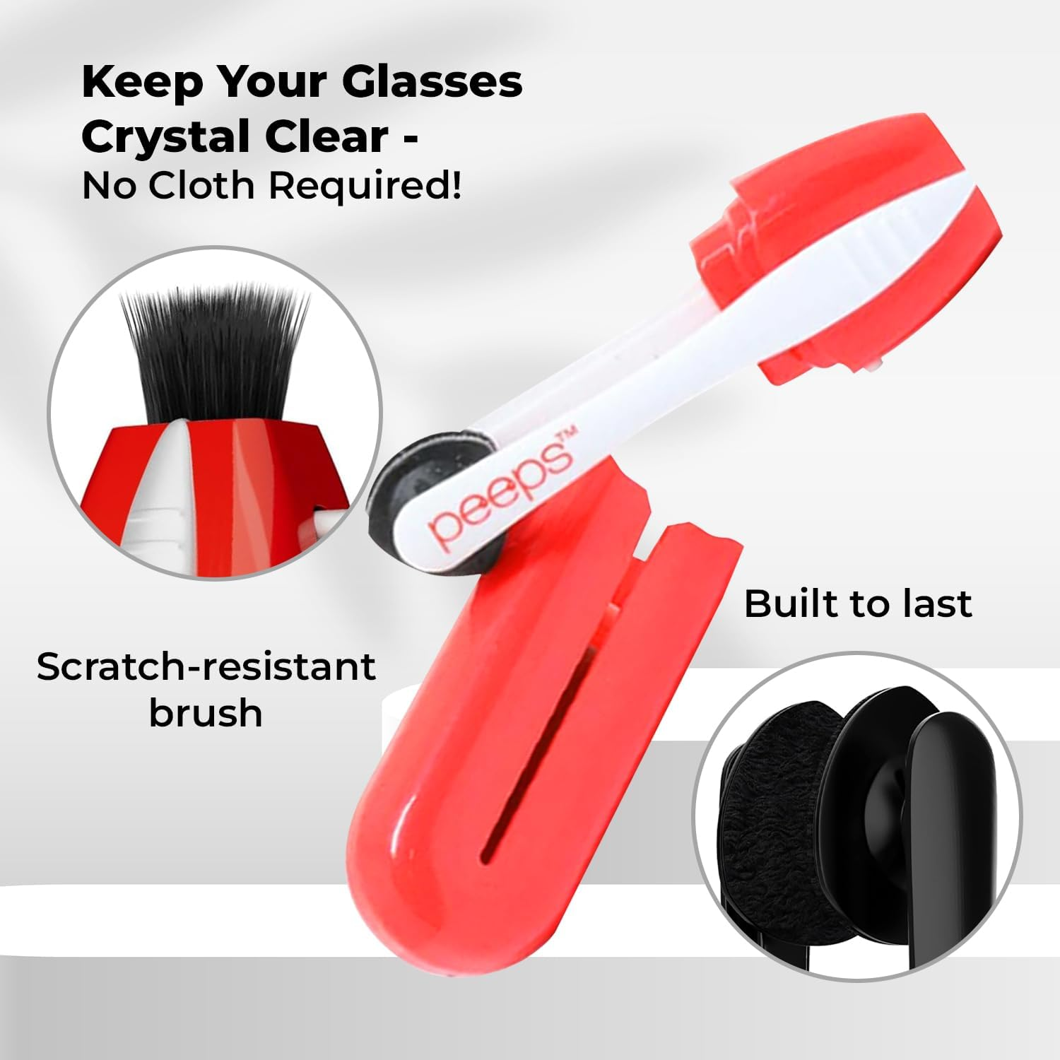 Peeps Compact Glasses Cleaner by Carbonklean | Removes Fingerprints, Smudges, Streaks, Oil & Film | Reusable, Non-Abrasive | Safe for Sunglasses, Reading Glasses, Safety Glasses (Red) image number 6