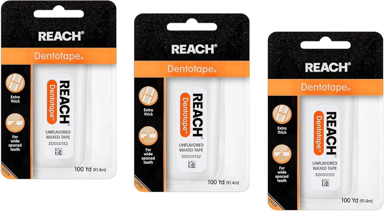 (Pack of 6) - REACH Dentotape Floss Unflavored 100 YD - Buy Packs and save (Pack of 6)