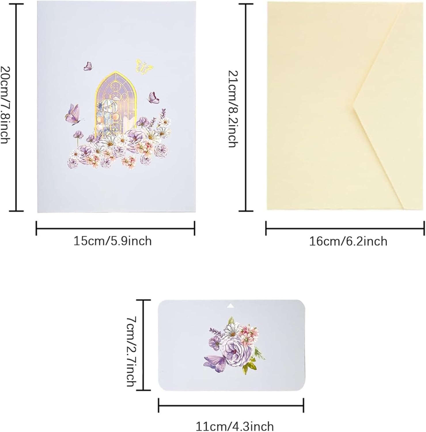 Tuoyi 3D Butterfly Pop up Card, Butterfly and Flower 3D Greeting Card with Envelope for Any Occasion, Birthday, Mother'S Day, Anniversary, Valentines Day, Handmade Gifts, Foldable Celebration Cards for Friends image number 6
