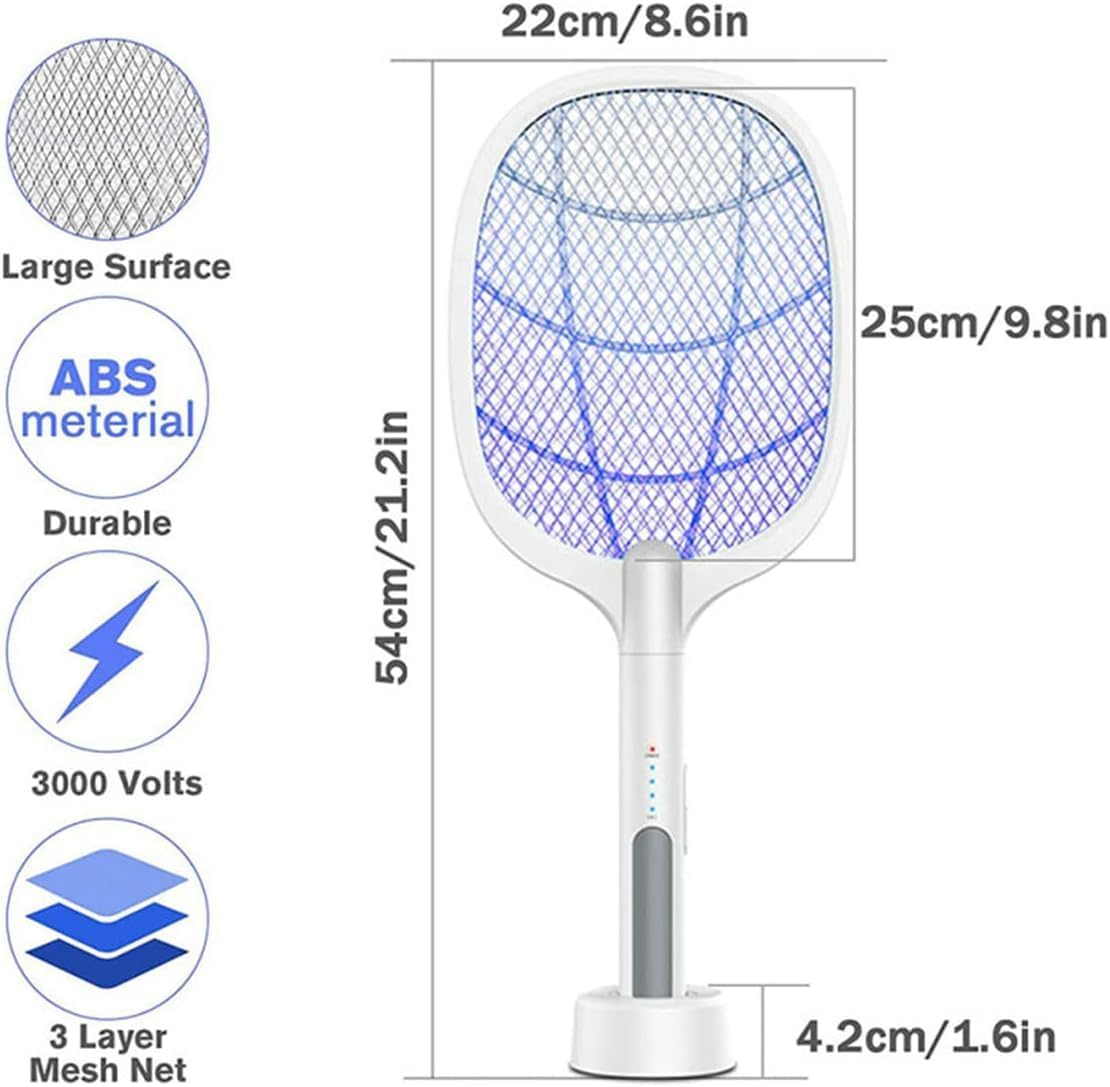 Electric Fly Swatter Racket, 2 in 1 Foldable Bug Zapper Racket and Mosquito Zapper Racket, USB Rechargeable Electric Fly Swatter Lamp & Racket image number 2