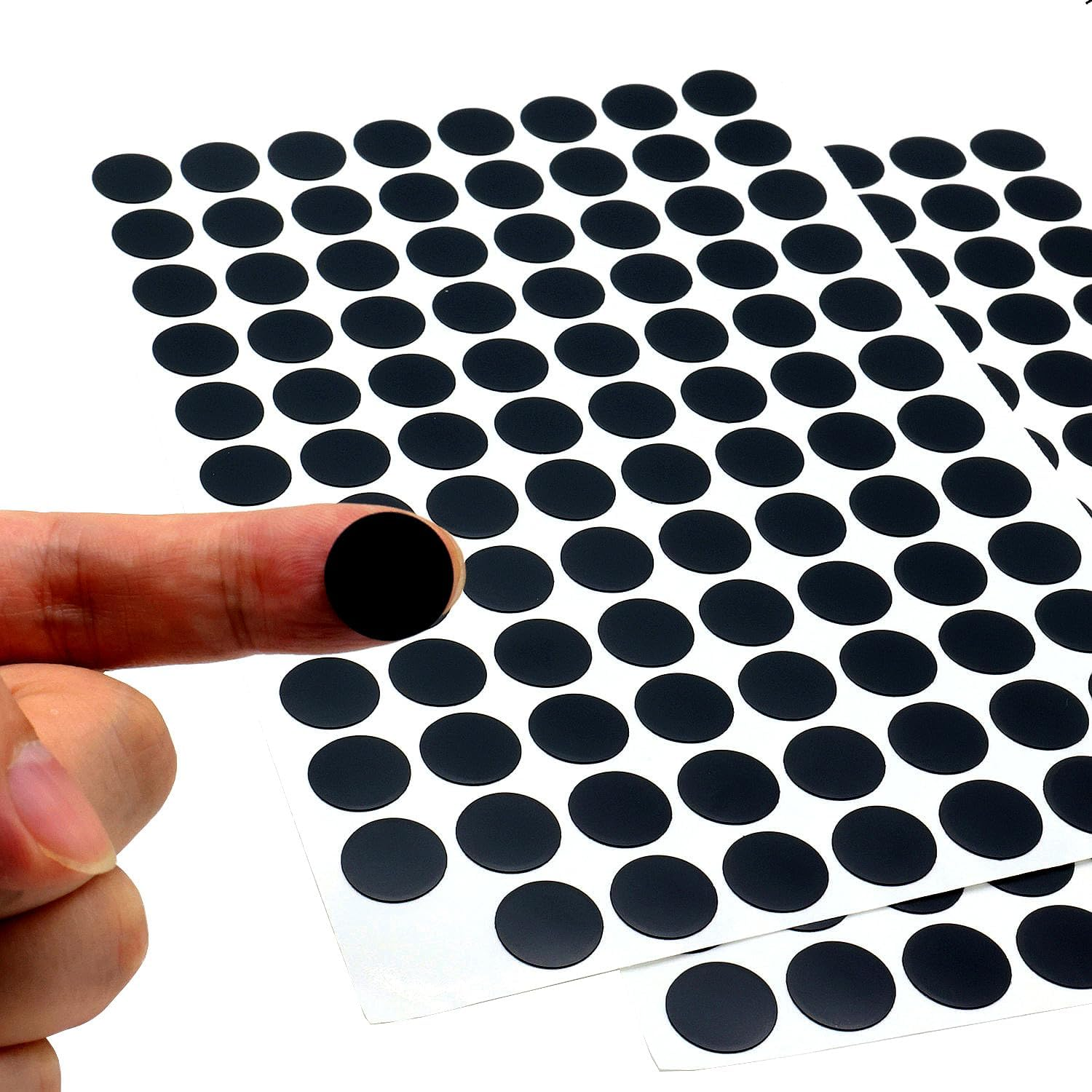 Self-Adhesive Screw Hole Stickers,2-Table 96 in 1 Self-Adhesive Screw Covers Caps Dustproof Sticker 15Mm Black image number 3
