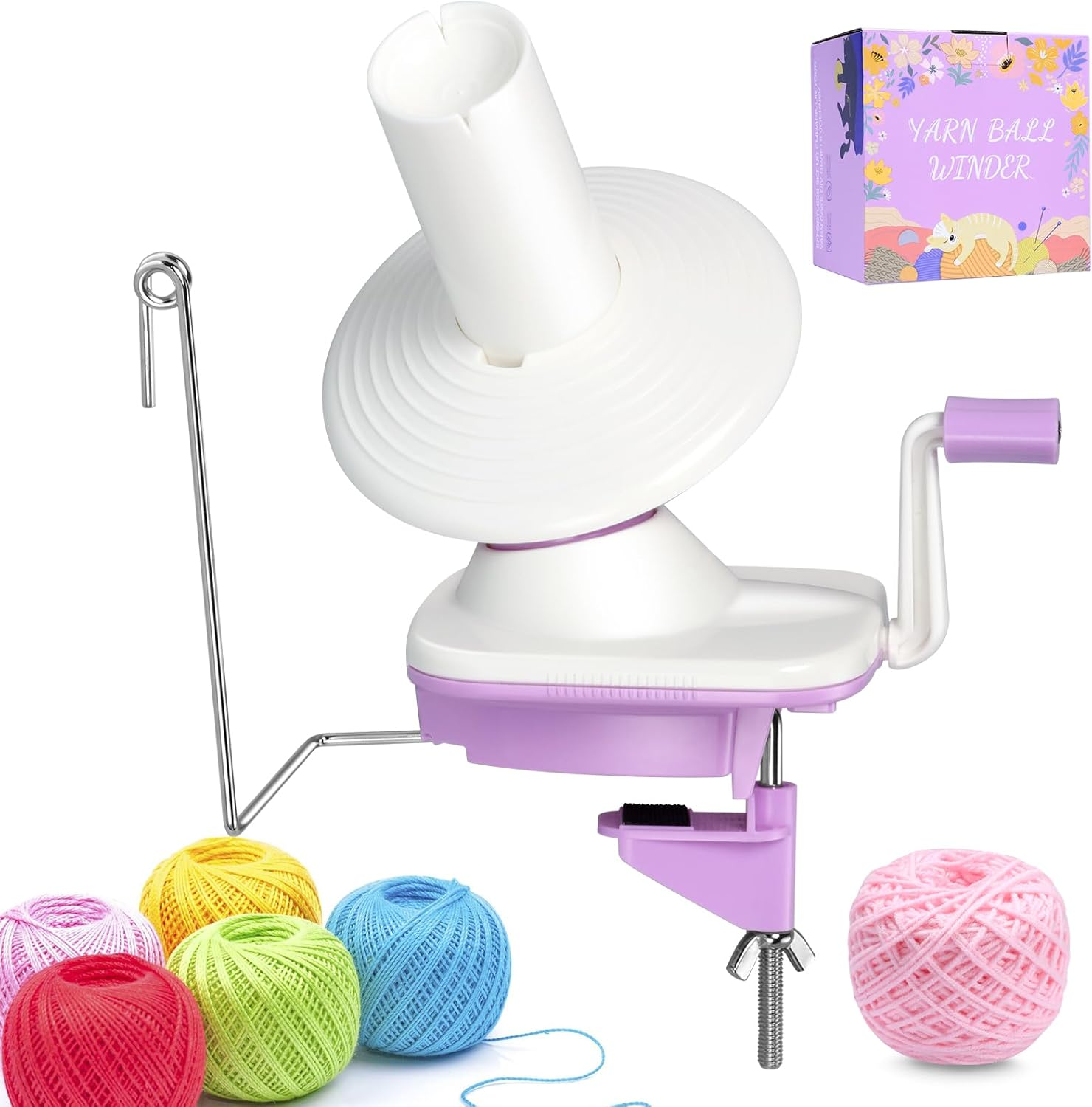 Yarn Ball Winder Hand Operated, Yarn Cake Wool Winder, Purple Yarn Ball Winder for Crocheting and Knitting, Wool Winder Holder Knitting Yarn Winder, the Helper for Knitting Enthusiast image number 2