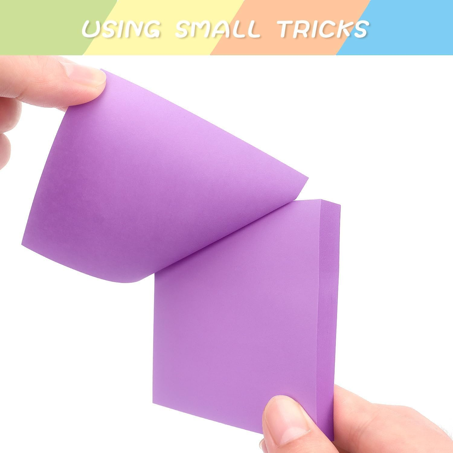 Sticky Notes 3X3 Self-Stick Notes Pads with 6 Bright Colors, Easy to Post for Office, Shool, Home,Restaurant,6 Pads/Pack, 50 Sheets/Pad-Purple image number 3