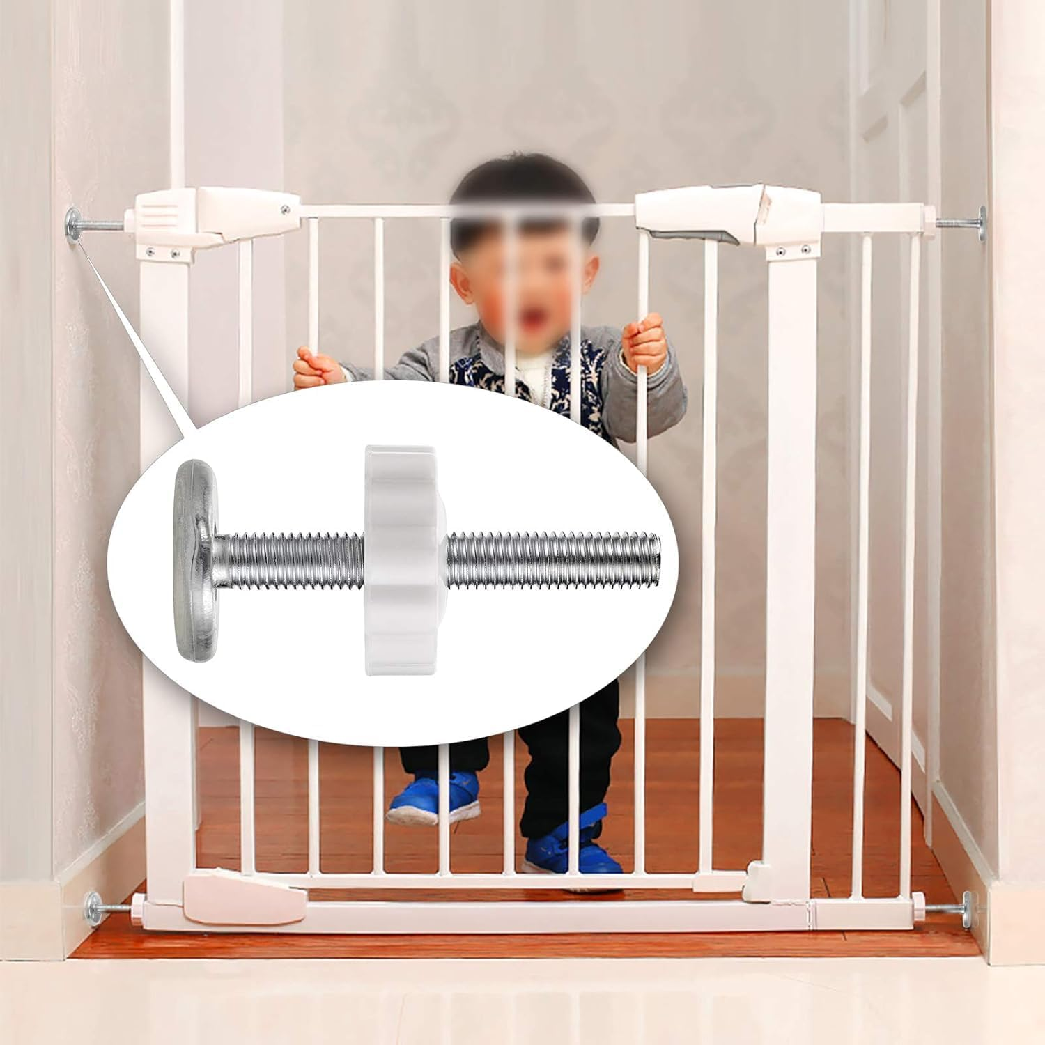 4 Pack Baby Gate Replacement Parts Threaded Spindle Rod 8Mm (M8), Pressure Mount Stair Accessories, Baby and Pet Safety Gate Repair Kit to Improve Home Store Security, (White, 4)