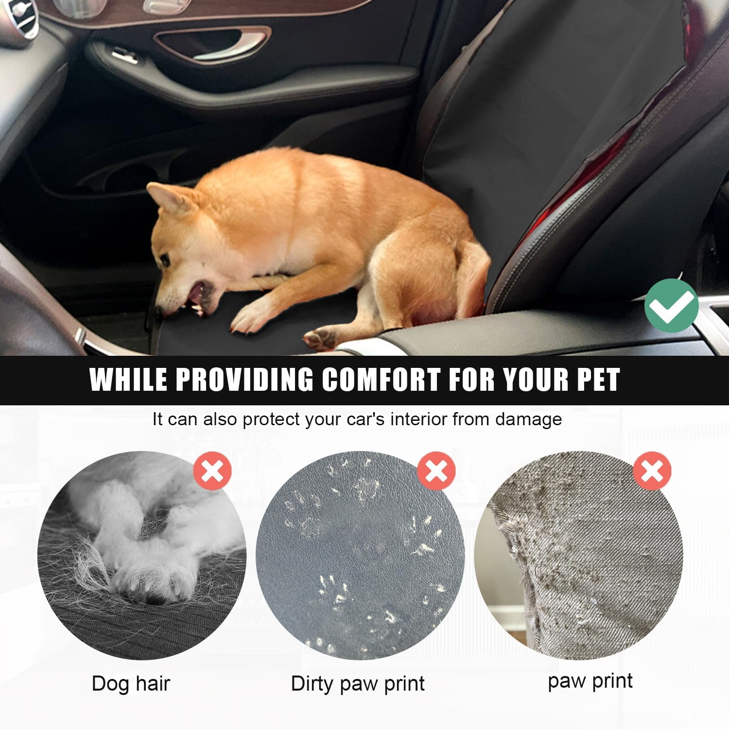 Letuxaamz Car Seat Covers, for Dogs and Children, Water-Repellent, Scratch-Resistant, Car Seat Protector, Car Seat Covers, Dog Car Covers, Back Seat for Most Cars, Trucks and Suvs image number 3