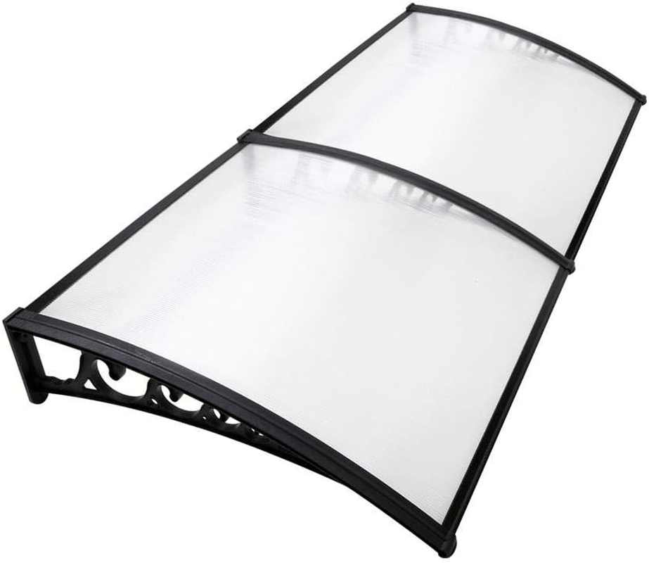 Instahut Window Awning Brown PC Panel with Black Bracket Outdoor Door Canopy Sun Shade Shelter, Patio Terrace Garden Baconly Porch Shield Rain Snow Eaves Cover Protector, 1Mx1.2M DIY