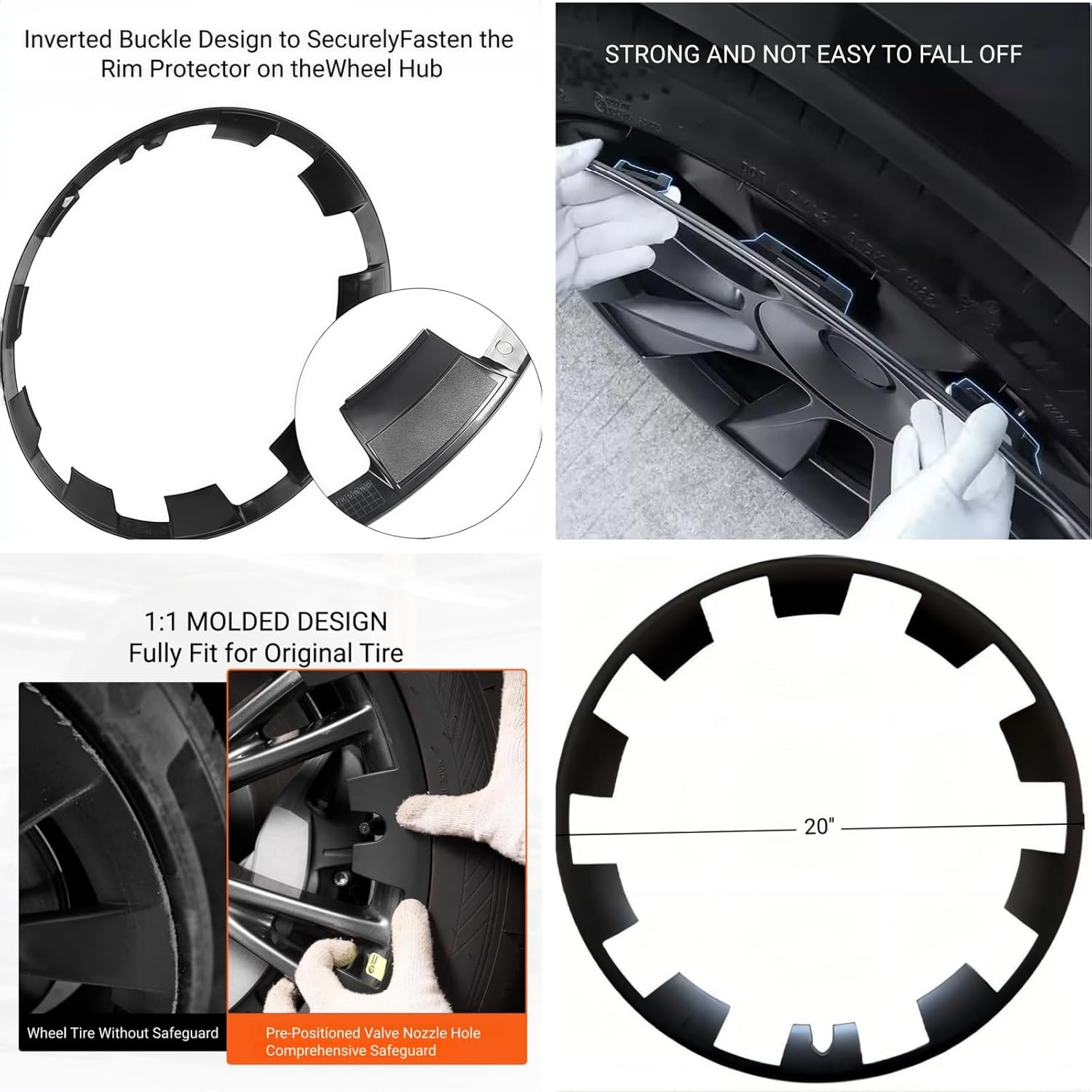 Wheel Hubcap Protection for Tesla Model Y 20 Inch Wheel Rim Protectors, 4PCS ABS Hubcaps &ndash; Anti-Scratch Car Tire Trim Covers, Stylish & Durable, Protect Your Wheels image number 2