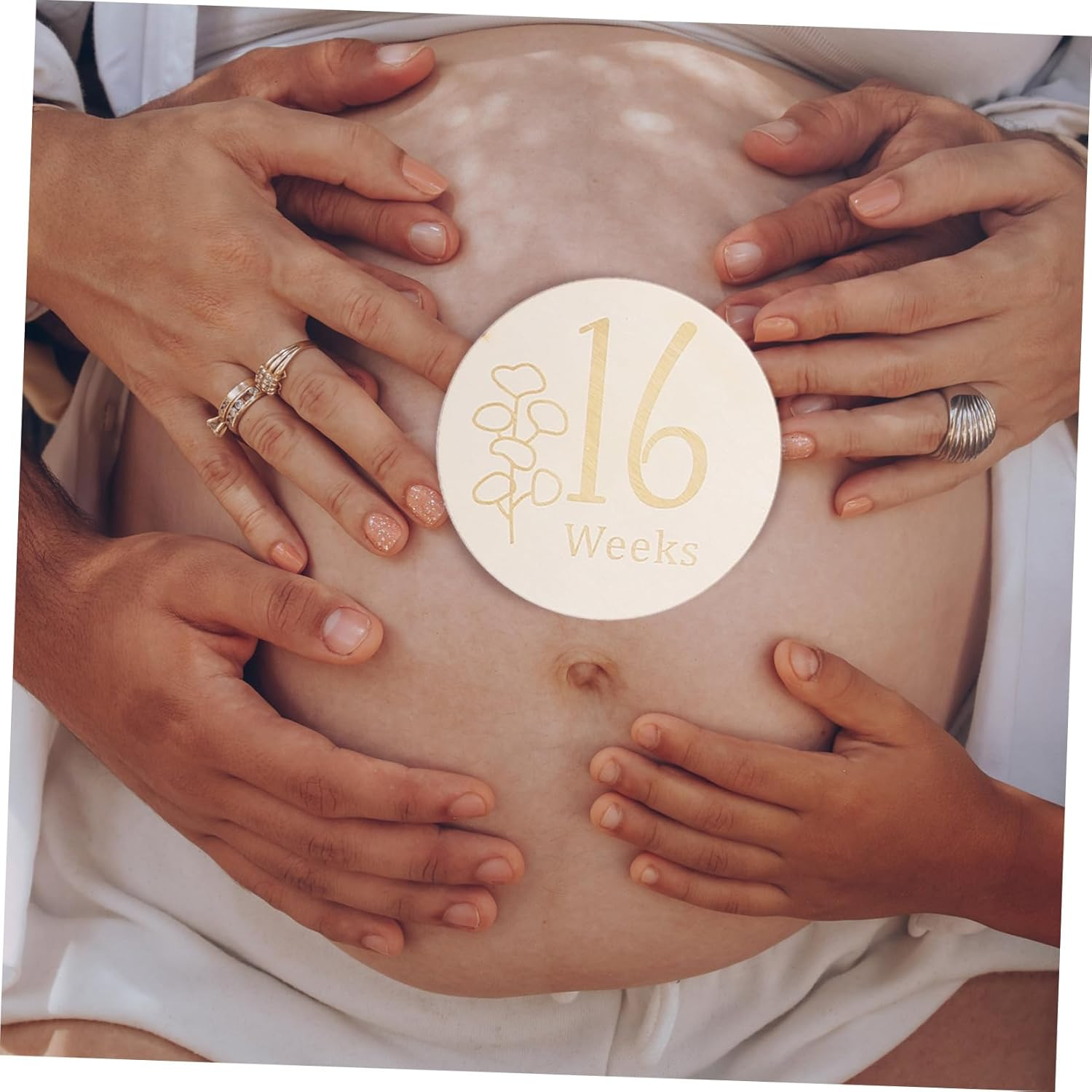 Vaguelly Newborn Weekly Milestone Discs 11Pc Double Sided Pregnancy Journey Sign Cards Dec image number 1