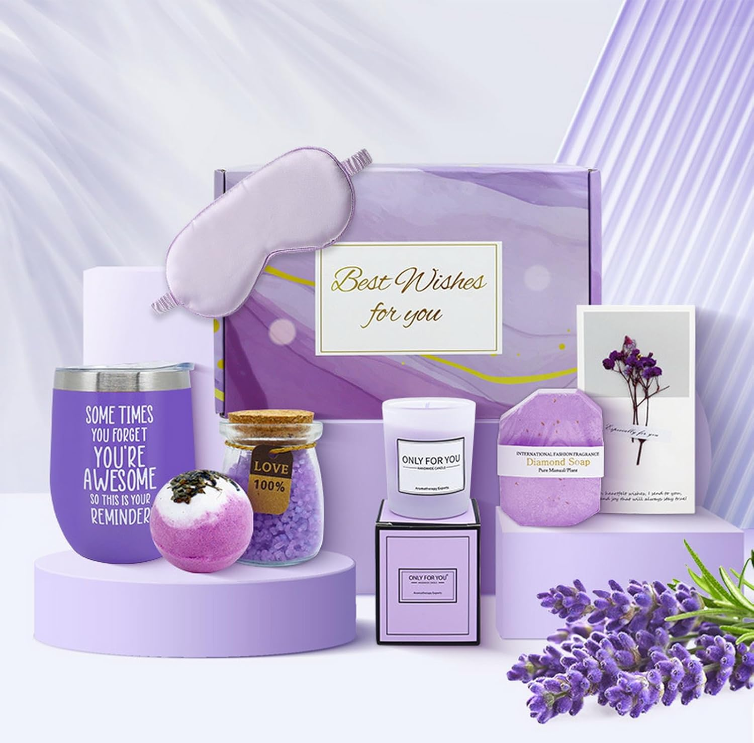 Pamper Gifts to Women, Wife Mom Happy Birthday Gifts, Relaxing Bath Sets Spa Sister Gift Christmas, Thanksgiving, Best Friend, Stainless Steel Cup (Pink 2)