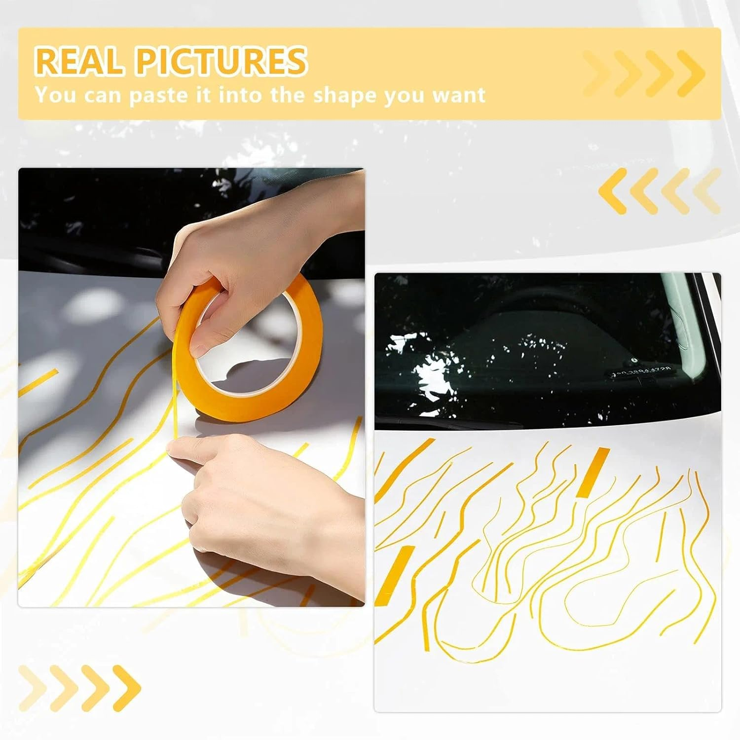 5 Rolls Masking Tape Set, Fine Line Yellow Painters Tape for Automotive & DIY Painting, Sizes 1/16, 1/8, 1/4, 1/2, 3/4 Inch X 52 Yard image number 4