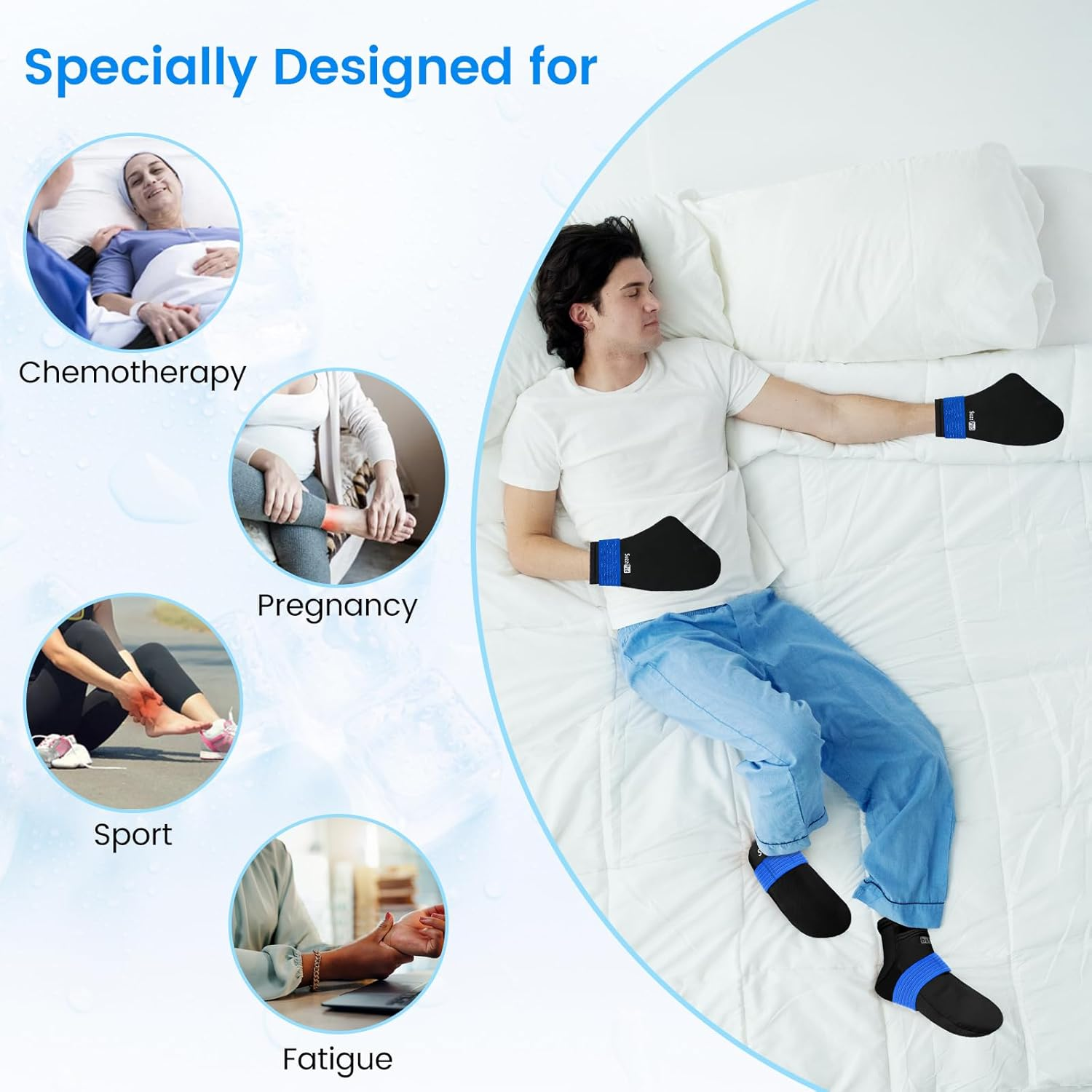 Suzzipad Cold Therapy Socks & Hand Ice Pack, Ice Gloves for Chemotherapy, Chemo Care Package for Women and Men, Ideal for Hand and Foot Discomfort, S/M