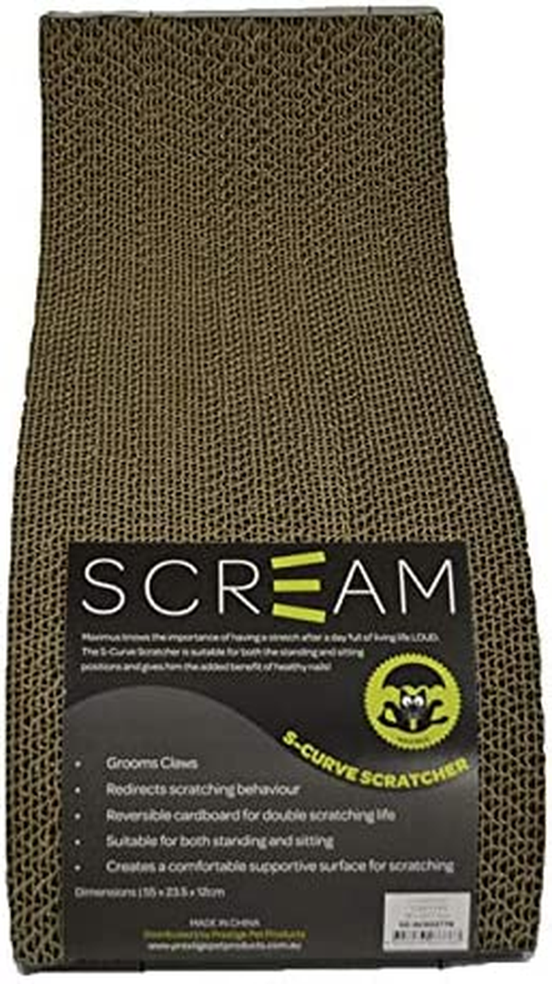 Scream 52-SCS03776 S-Curve Cat Scratcher (55X23.5X12Cm), Loud Green/Black, 55X23.5X12Cm