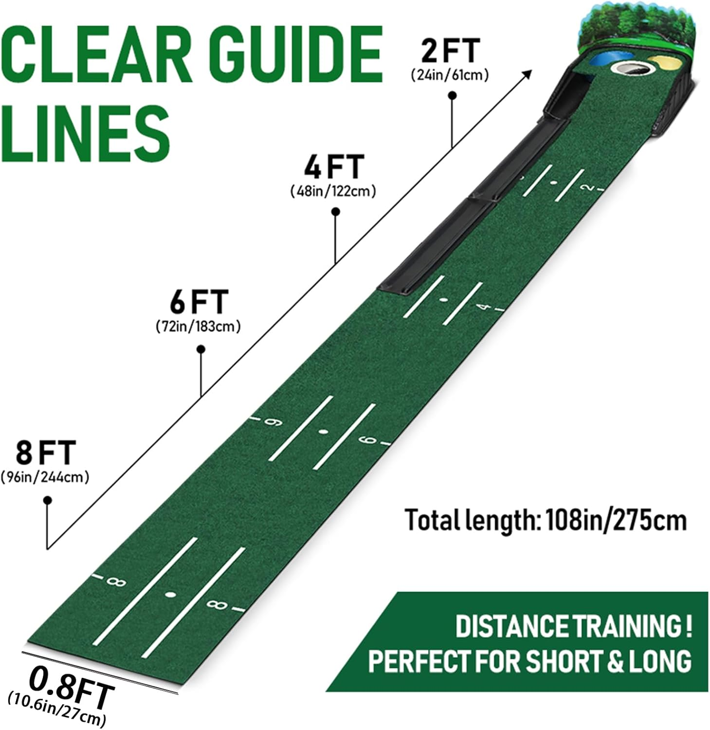 Golf Putting Mat Set with Return Track Indoor & Outdoor image number 6
