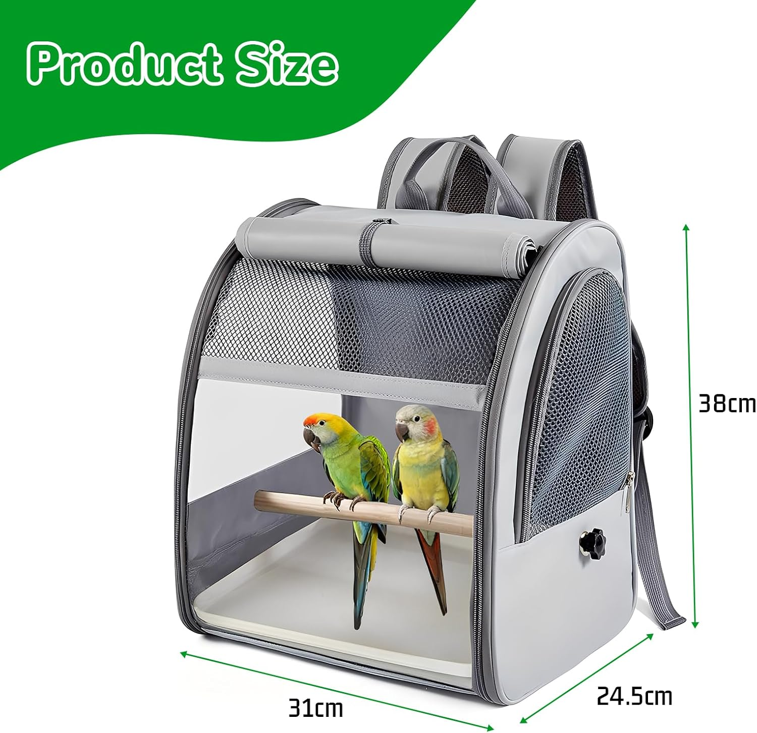 Bird Carrier Backpack, Transport Container for Birds with Feeder & Faeces Receiver, Bird Travel Cage Portable Pet Cage Made of Breathable Mesh for Small Parakeets Budgies image number 1