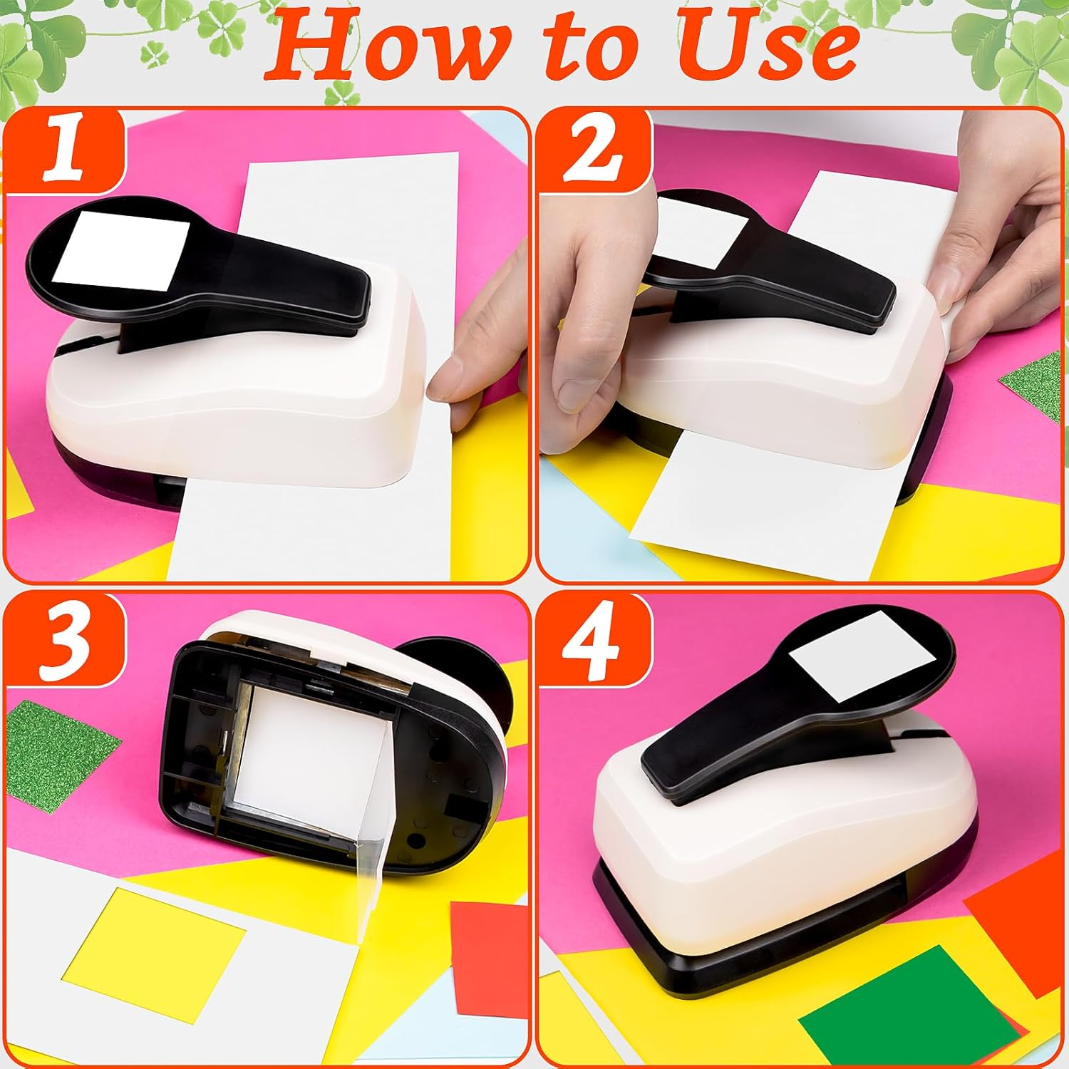 HKKYO Square Punch 1.9 Inch Square Hole Puncher for Crafts, Orange Plastic and Metal Handle, 4.41 X 2.95 X 2.76 Inches image number 2