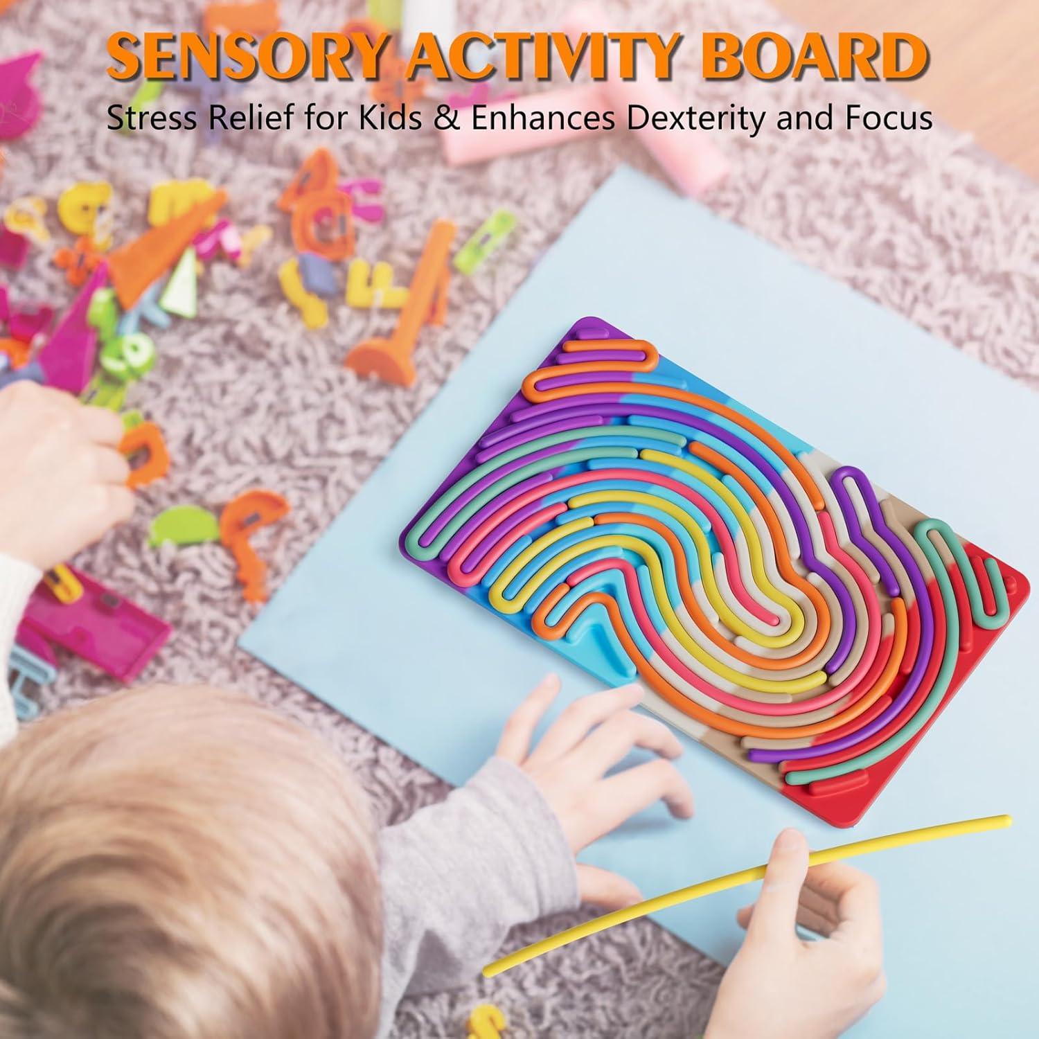 Sensory Fidget Toys for Kids Toddler Boys ,Sensory Activity Board for Stress Anxiety Autistic ADHD, Calm down Travel Airplane Essentials Toy for 3+ Year Old, Stuffers Gifts for Teens Girls image number 5