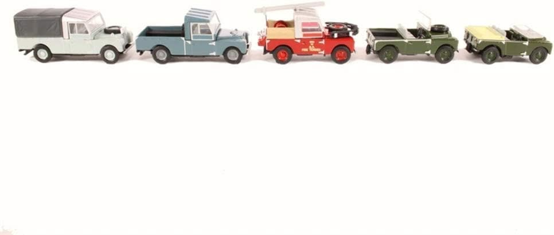 Oxford Diecast 5 Piece Land Rover Set, 1:76 Scale, OO Gauge, Compatible with Leading OO Model Railways, Highly Detailed Paintwork, Age 14+