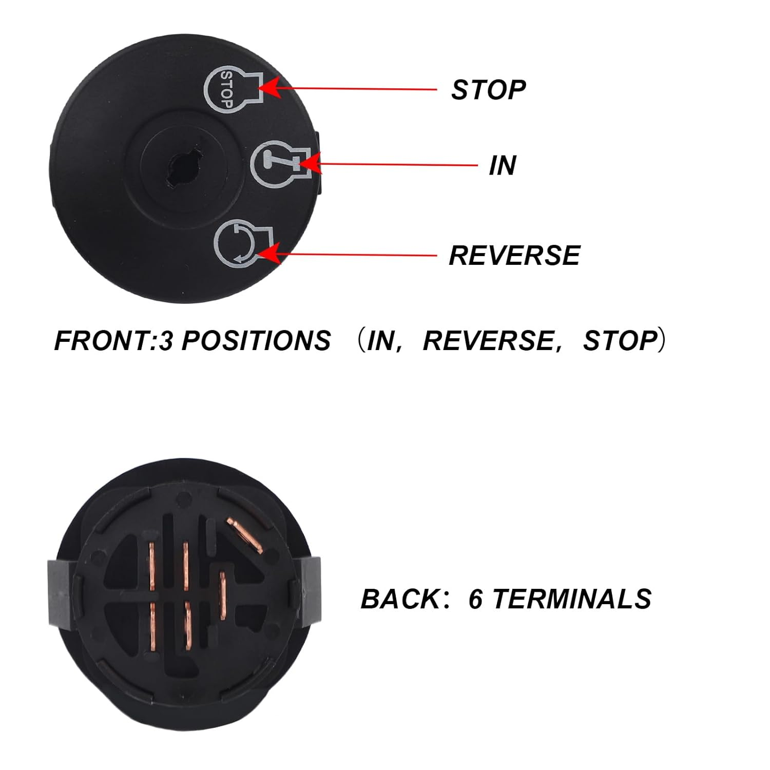 725-12066 Ignition Switch with 2 Keys, 3 Position 6 Pin Key Switch Compatible with Cub Cadet ZT1-42/46/50/54, ZT2-50/54 for MTD Z510 Z530 Z550 Z560 Z5200 Replaces 725P12066, 925-12066 image number 1