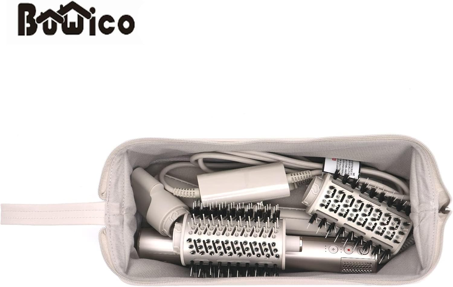 Buwico Airwrap Travel Case for Dyson/Shark Flexstyle, Travel Pouch for Dyson Airwrap/Shark Flexstyle Complete Styler and Attachments, Travel Bag for Dyson/Shark Hair Dryer, Off-White, Travel Case image number 3