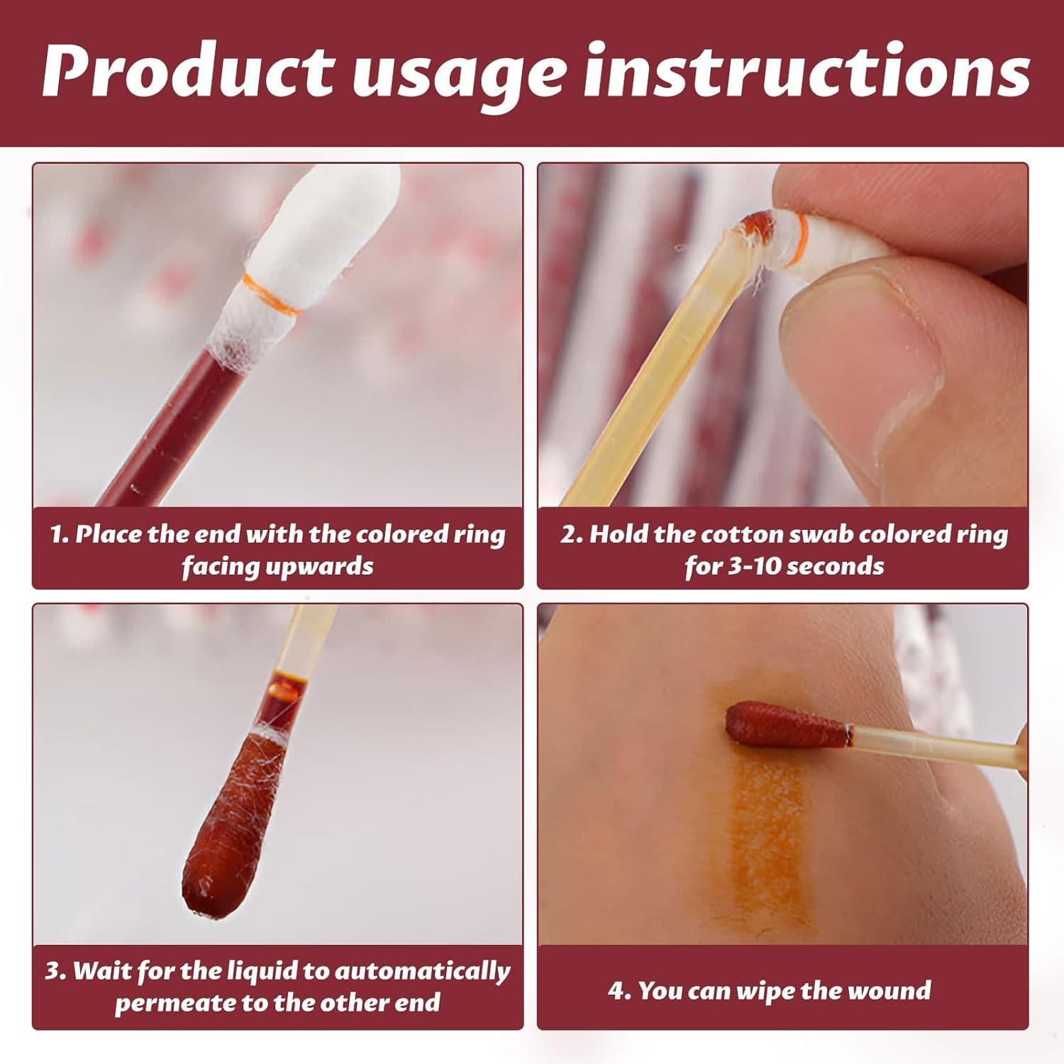 Cotton Lodine Swabs, 100Pcs Disposable Lodine Swab, Cotton Swabs, Lodophor Skin Disinfection Swab, Individually Wrapped for Nose Care, Ears Bruise, Disinfection Wound, Wound Care, Outdoor Supplies