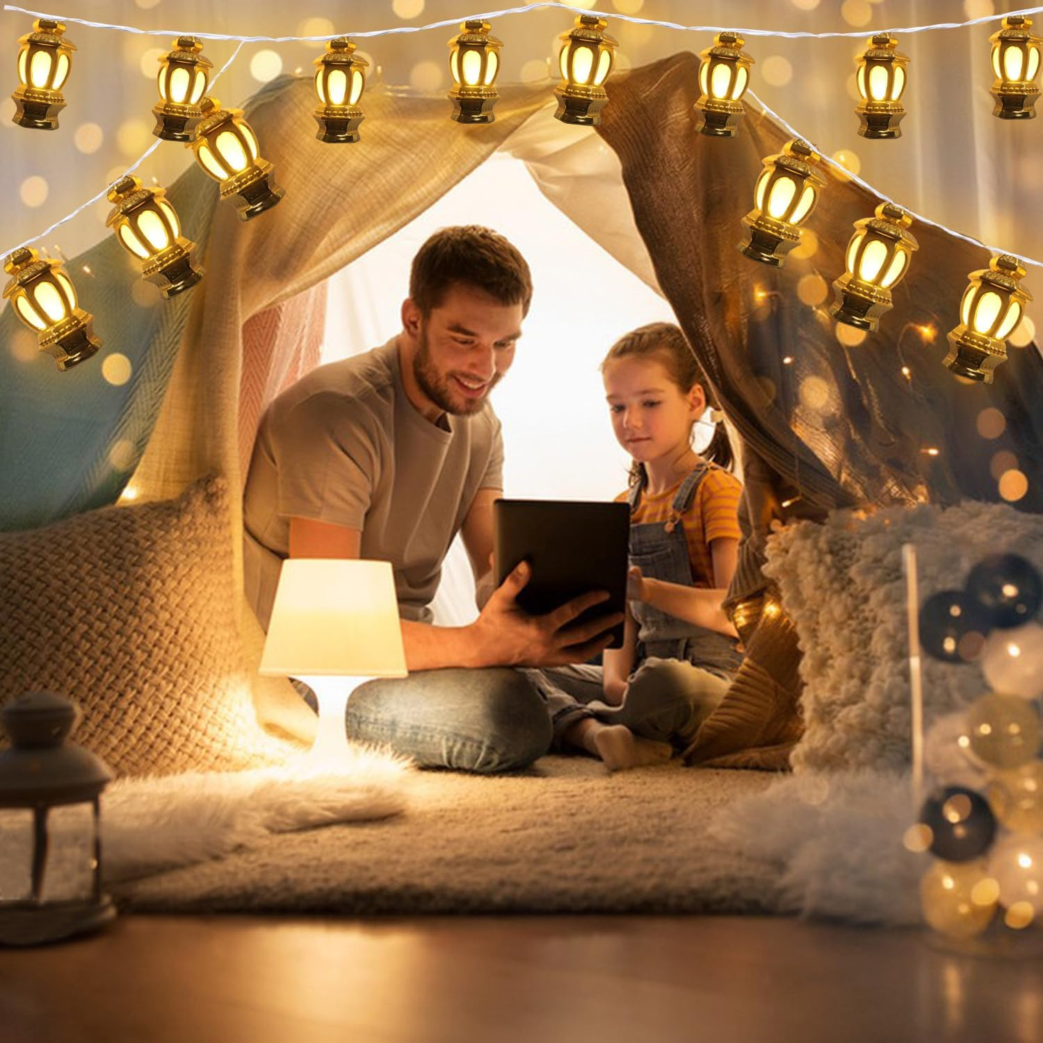 CHINS Ramadan String Lights Decorations Indoor Outdoor - 5.4Ft 10 Leds Mubarak Lslam Lights Eid Mubarak Ramadan Decorations for Home Garden Patio (Not Include Battery) image number 1