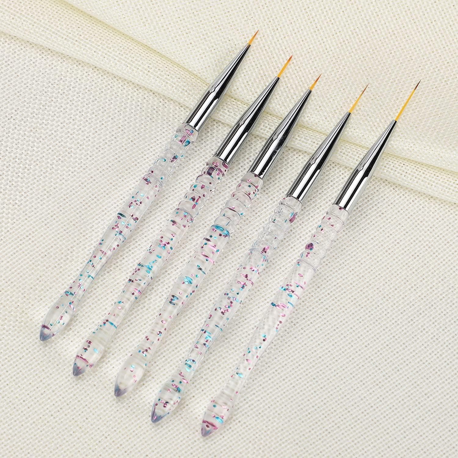 5Pcs Nail Art Brushes, Etercycle Thin Nail Brush for Nail Art, Fine Acrylic Nail Brush for DIY Design(7/9/11/15/20Mm) image number 5