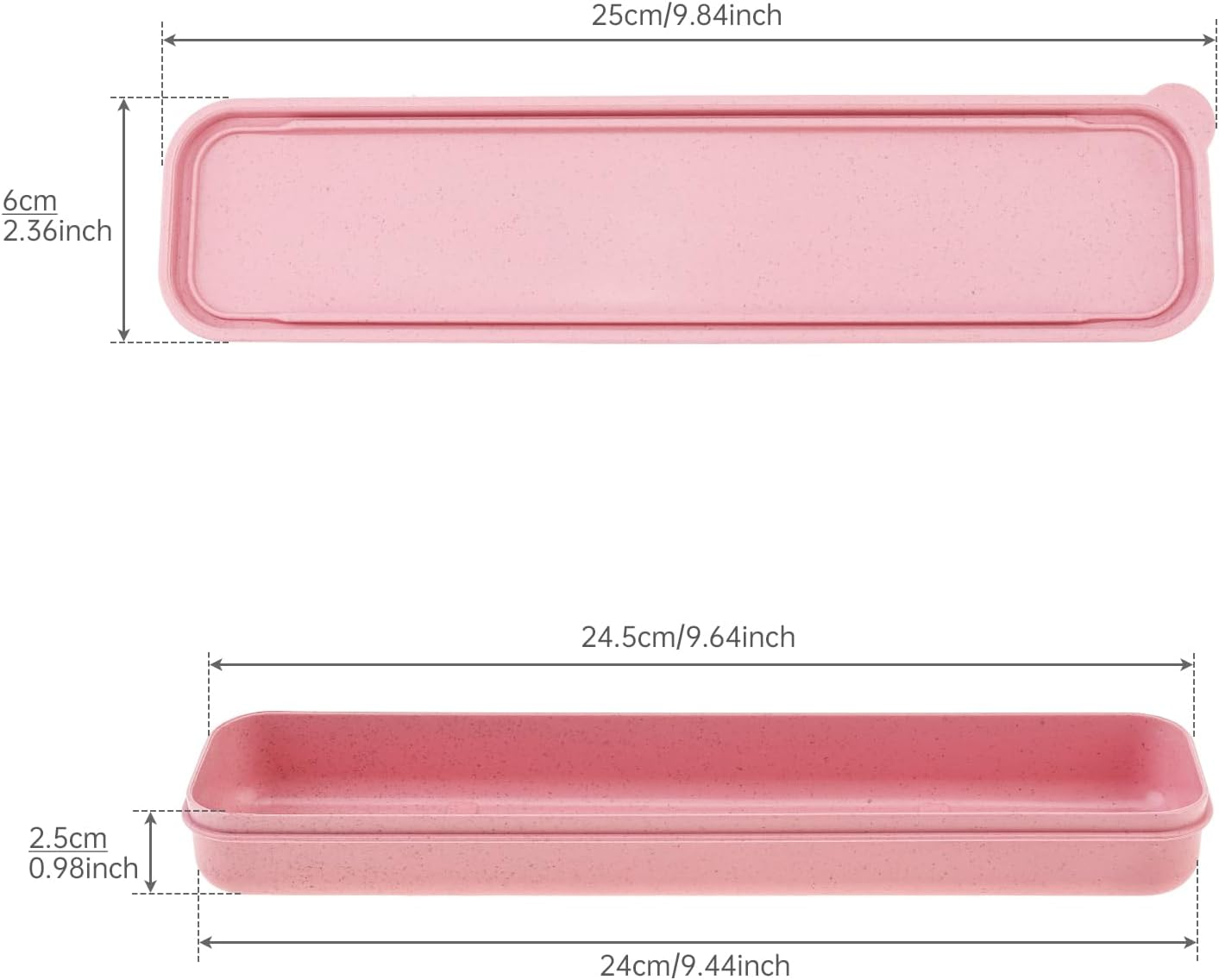 Origlam 1Pcs Reusable Utensils Wheat Straw Travel Cutlery Box, Portable Tableware Flatware Box for Picnic Camping (Pink) - Beige image number 7