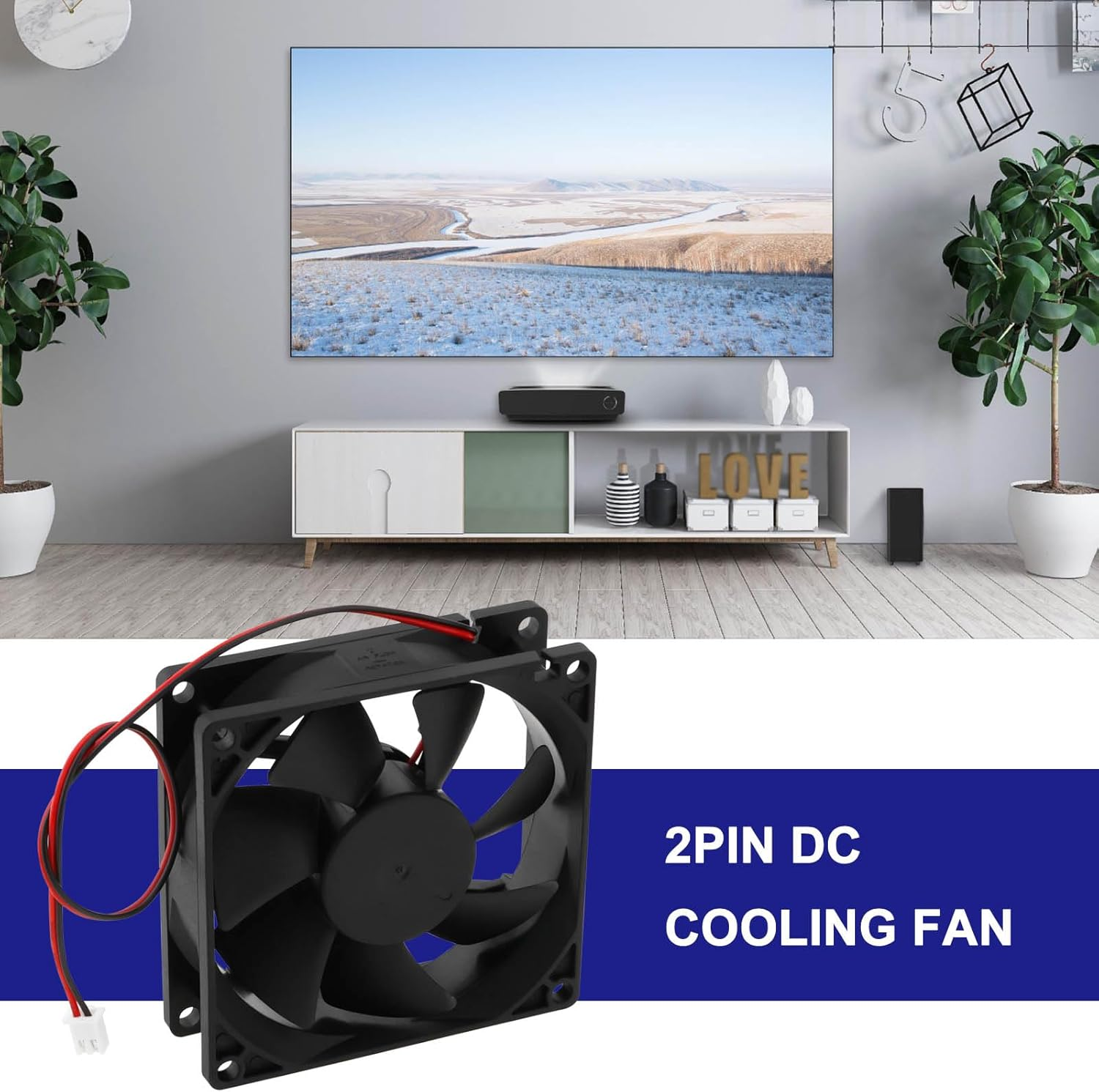 Be in Your Mind 1Pc 80Mm X 80Mm X 25Mm Brushless Cooling Fan DC 24V 0.15A Dual Ball Bearing Fan 2Pin Plastic 8025 7 Blades Cooling Fan Black image number 5