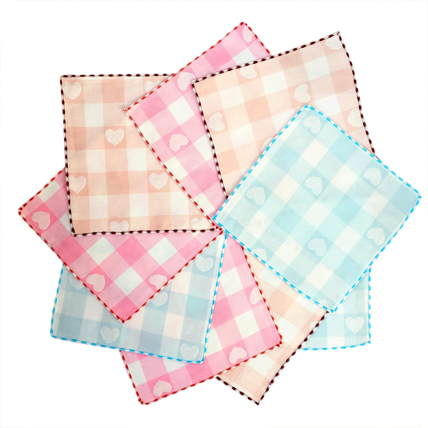 CLUZE Women Heart Printed Handkerchief - Cotton Hanky, Face Towel (Light Color) (Size 25X25 Cm) image number 3