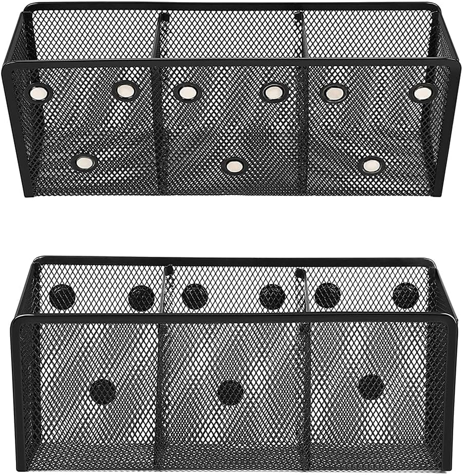 Magnetic Pen Holder Net, Magnetic Basket, Magnetic Storage Baskets, Mesh Marker Pen Holder, for Whiteboard, Fridge, Office Material (3 Knots)