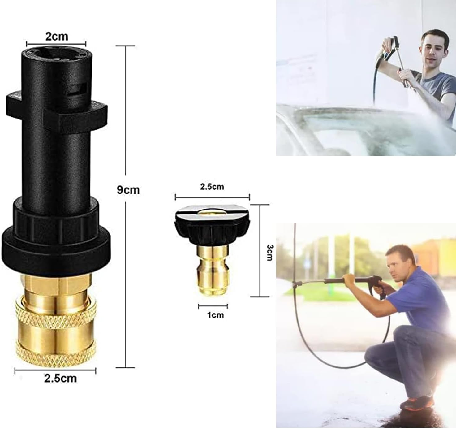 High Pressure Cleaner Gun Adaptor for K2 K3 K4 K5 K6 K7 with 1/4" Brass Adaptor,Female Fitting Quick Connector with 1 Pcs High Pressure Cleaner Gun Nozzle image number 4