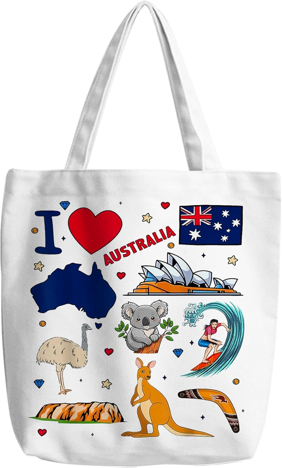 Kangaroo Koala Lover Gift Australian Animals Tote Bag Platypus Crocodile Shopping Grocery Bag image number 2