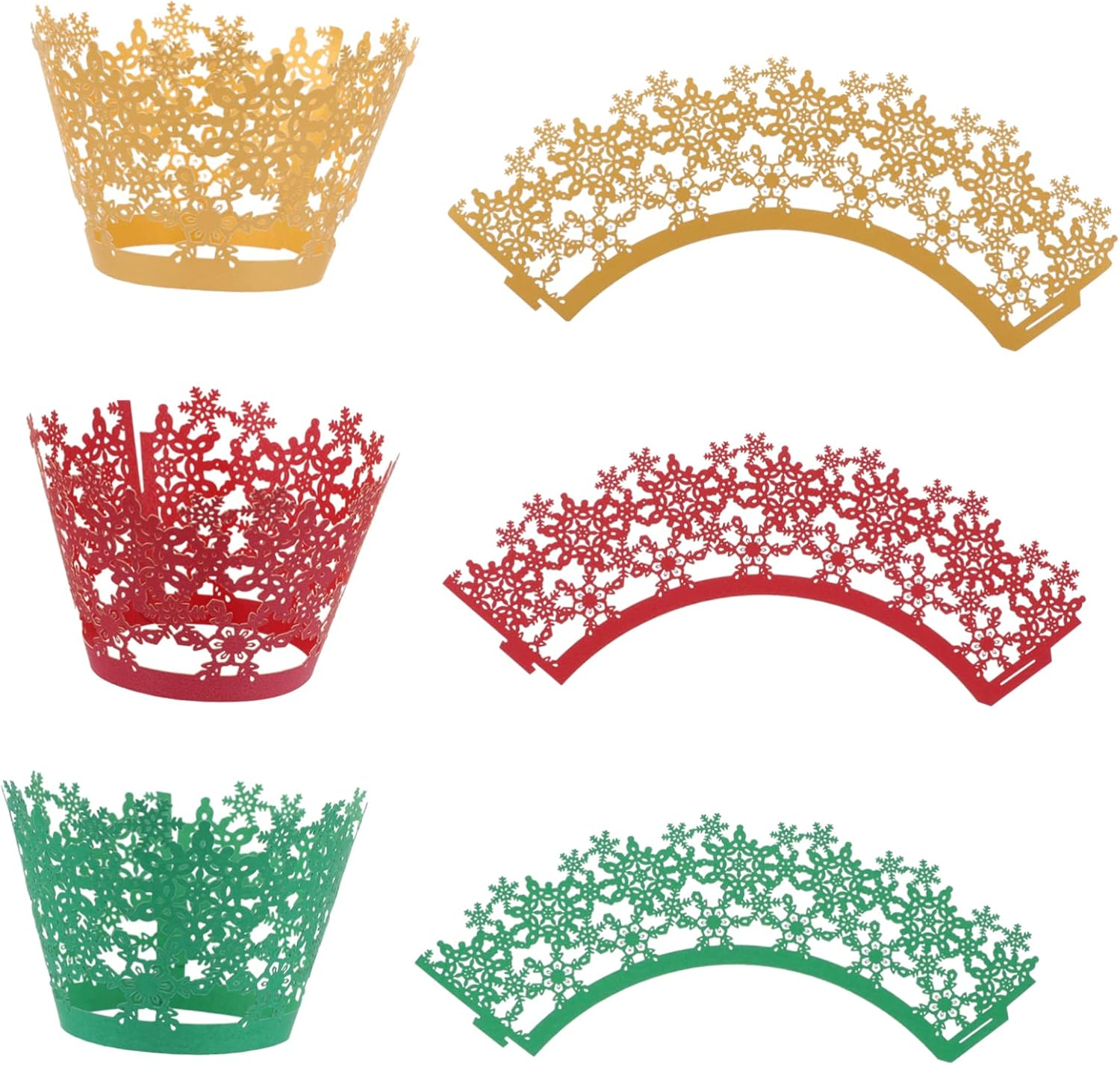 SECFOU 36Pcs Cake Surrounds Christmas Cake Wrapper Paper Cups Snowflake Baking Liner for Theme Parties image number 5