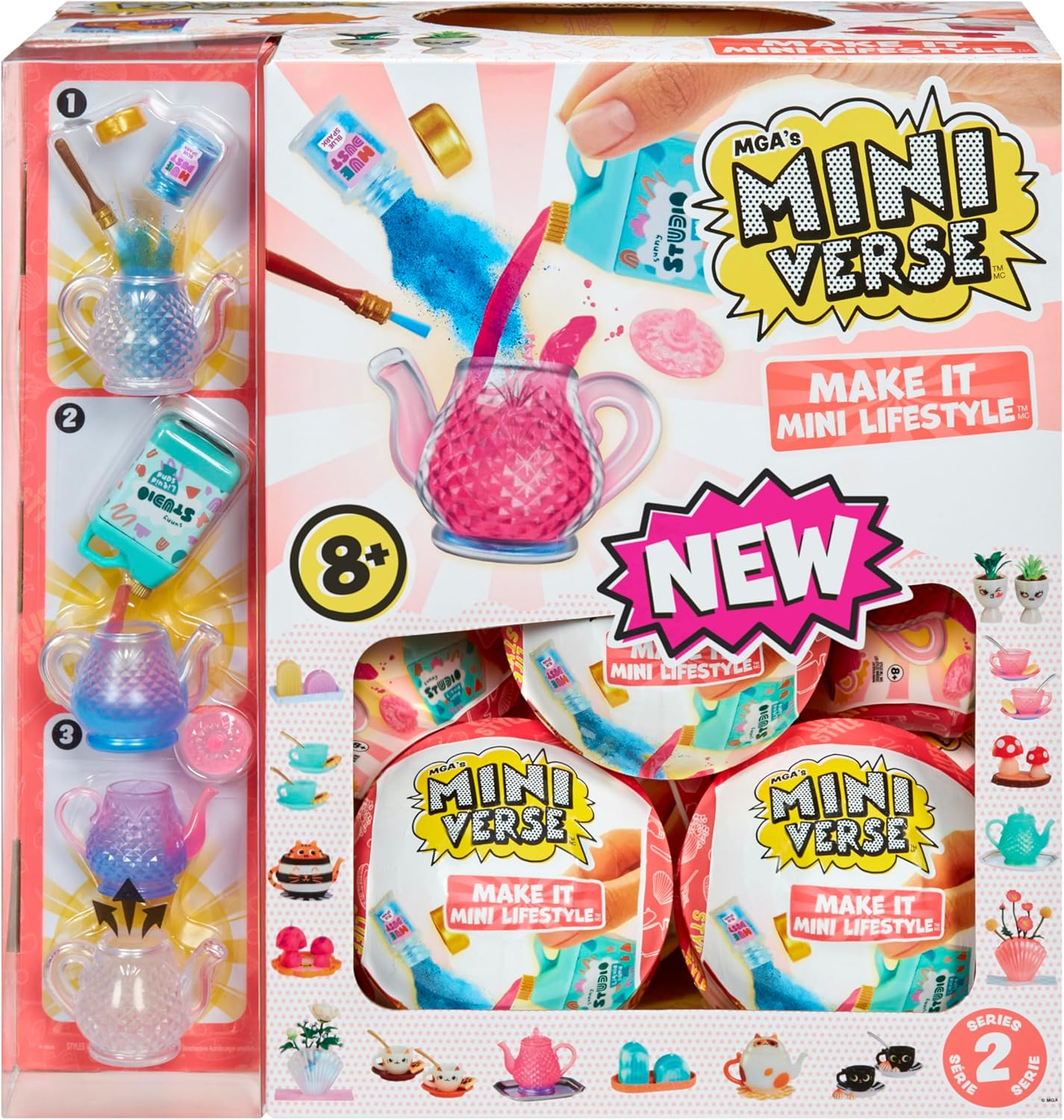 Mga'S Miniverse Make It Mini Lifestyle Series 2 - Mini Collectibles, DIY, Crafts, Resin Play, Replica Items, Moulds, Teapots, Teacups, Candles, Vase - for Collectors, Ages 8+ Years