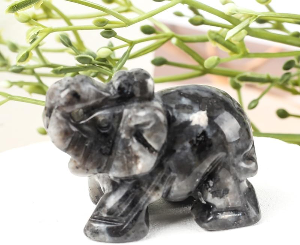Squarezhenbo Elephant Ornament, Elephant Statue, Jade Stone Handcraft Natural Green Jade Stone Elephant Statue Decor Toys in Hand Home D&eacute;cor Accents Sculptures (Black) - Grey image number 3