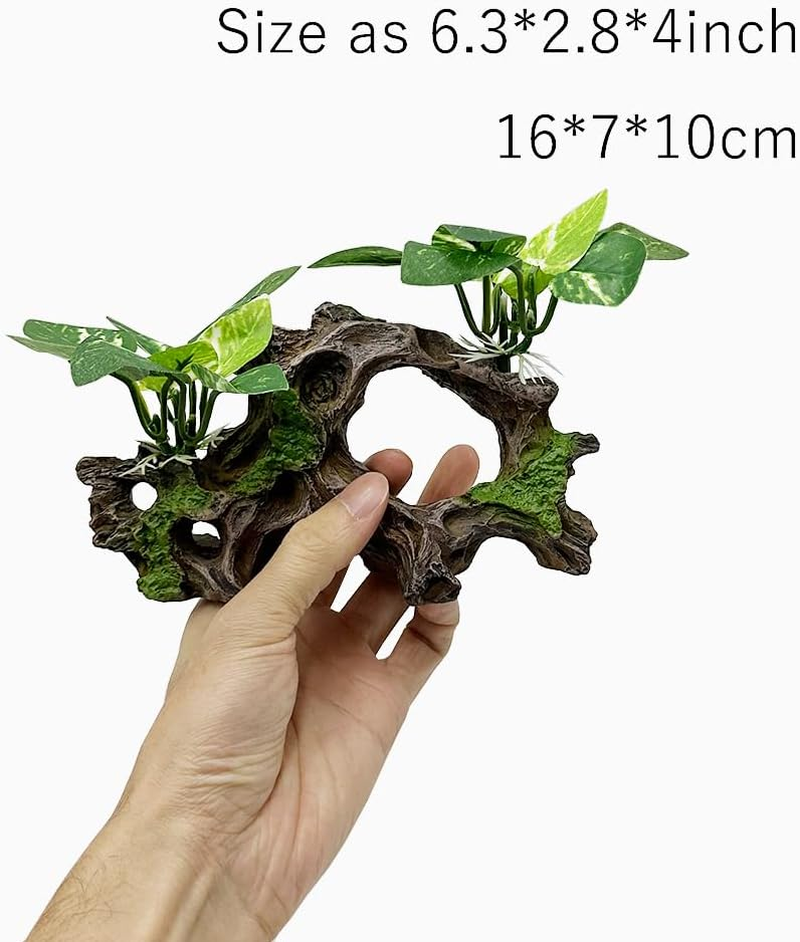 Smoothedo-Pets Fish Tank Decorations Aquarium Decor Ornaments Betta Silk Leaf Pad Hammock Artifical Driftwood Cave Goldfish Bowl Accessories (Type-H) image number 4