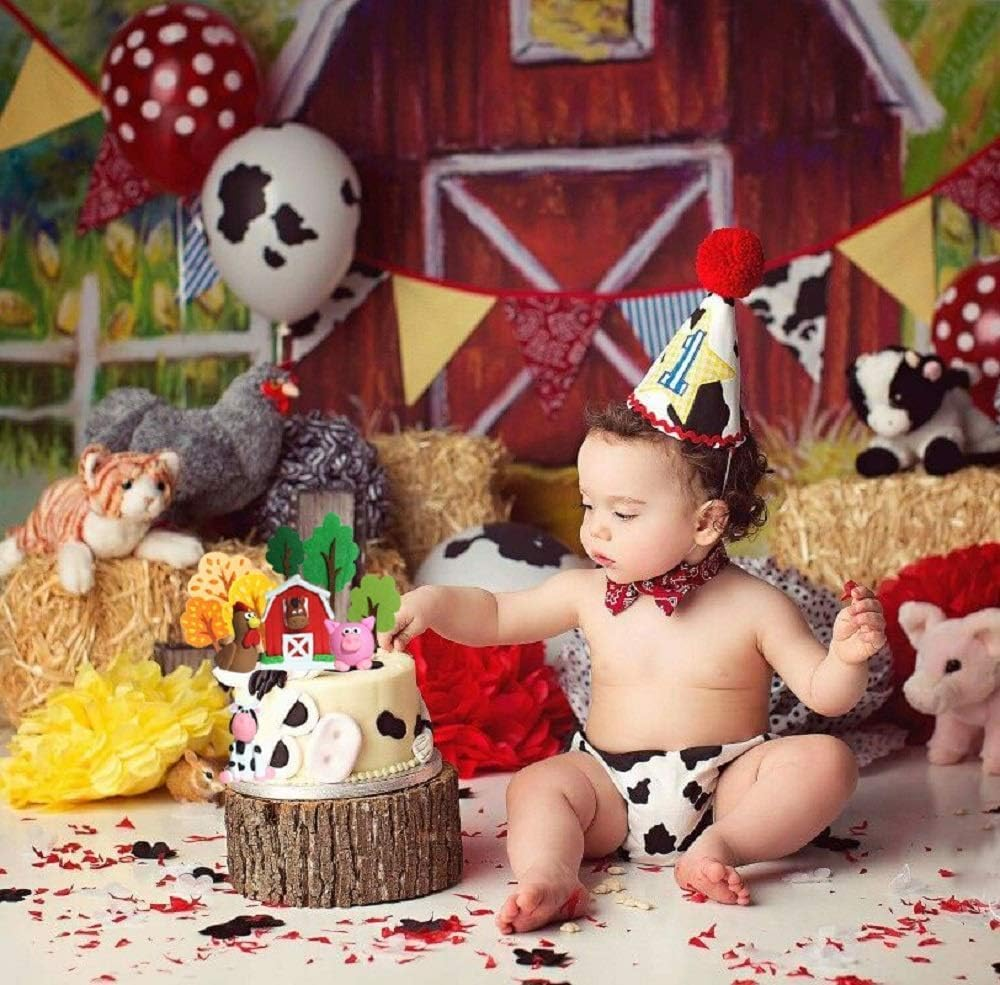 Jevenis 11 PCS Farm Animal Cake Decoration - Birthday Cake Topper Cow Decoration for Baby Shower Party Decorations - Green image number 4