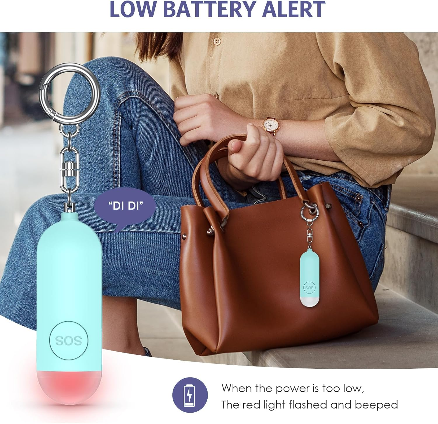 OQIMAX 2Pcs Personal Alarm for Women, 130 Db Siren USB Rechargeable Alarm Keychain & Safety Alarm with LED Flashlight Small Loud Personal Alarm Keyring for Women Children Seniors Blue - Blue+Blue image number 5