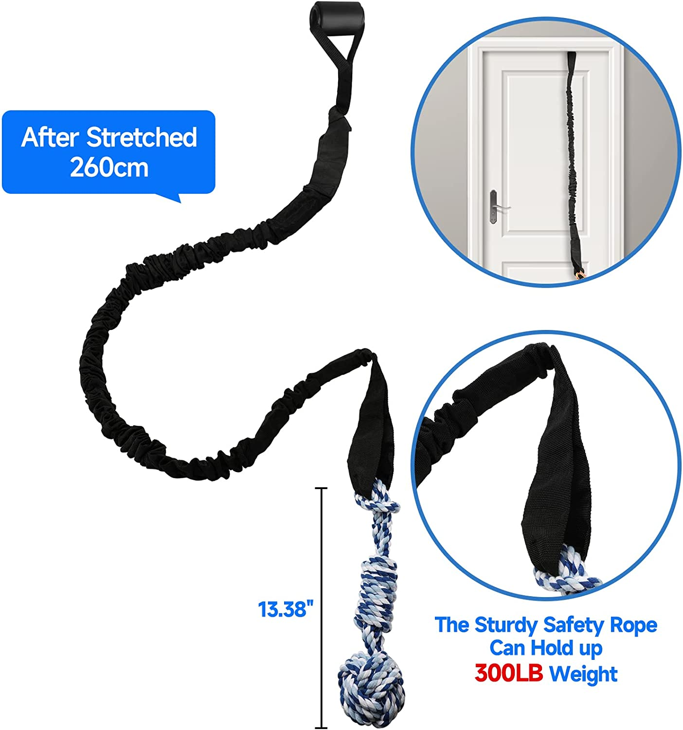 Spring Pole Dog Rope Toys Outdoor Dog Tug of War Toy for Pitbull Medium to Large Dogs Outdoor Bungee Hanging Exercise Ropes Muscle Builder Dogs Interactive Toys (Dog Rope Toys) image number 2