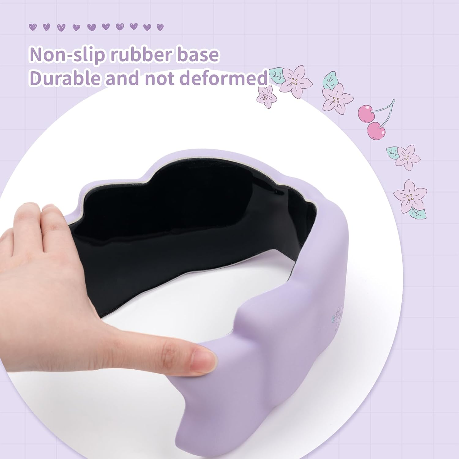 Memory Foam Bowknot Wrist Rest,Non-Slip Rubber Base Keyboard Wrist Rest for Gaming,Or Home Office Work (Purple) image number 5