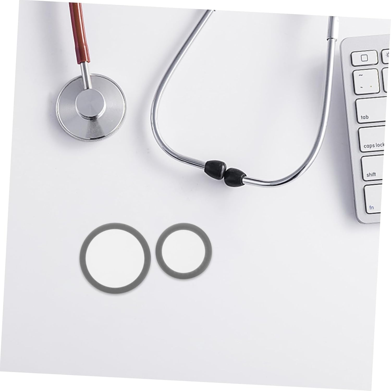 Abaodam 2Pcs Stethoscope Diaphragm Replacement Pediatric and Adult Spare Parts Grey Frequency Technology for Accurate Cardiac Respiratory Sound Detection Easy to Replace Medical Equipment image number 1