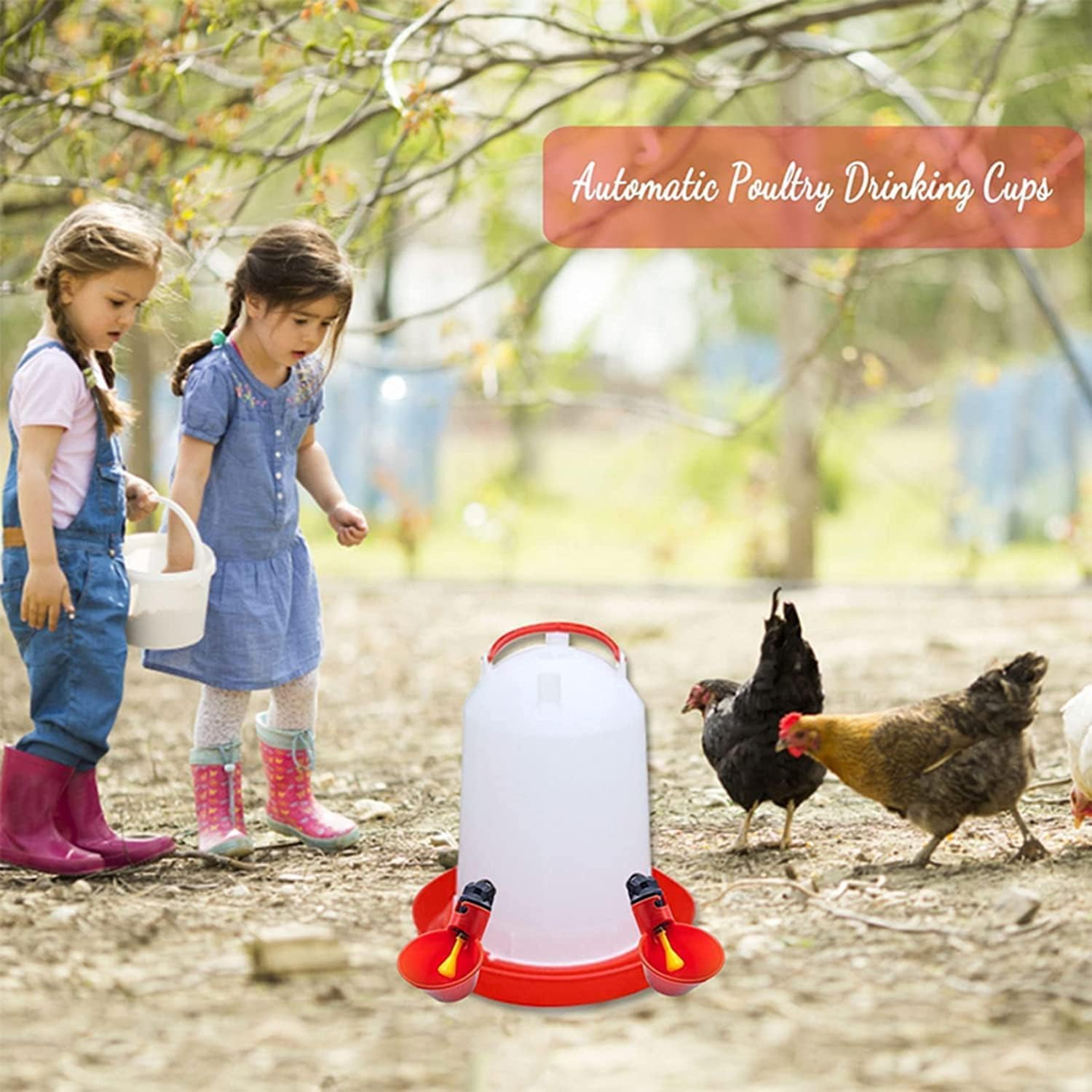 10 Pcs Automatic Chicken Drinkers Waterers Poultry Watering Cups Bowls Drinking Dispenser Cage Accessories, for Chicken Quail Water Cups Drinker Automatic Farm image number 1