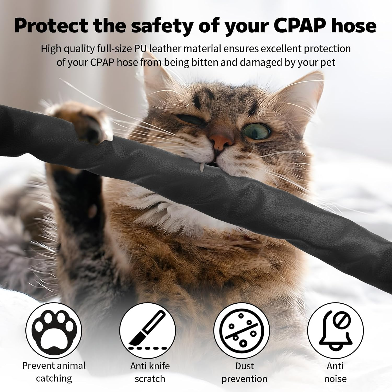 6.3Ft CPAP Hose Cover for Resmed Climatelineair Airsense 10 & 11, Waterproof CPAP Hose Cover, Double-Sided Wrap Full Zipper,Universal Heated Tubing Protection and Prevent Condensation Cover image number 2