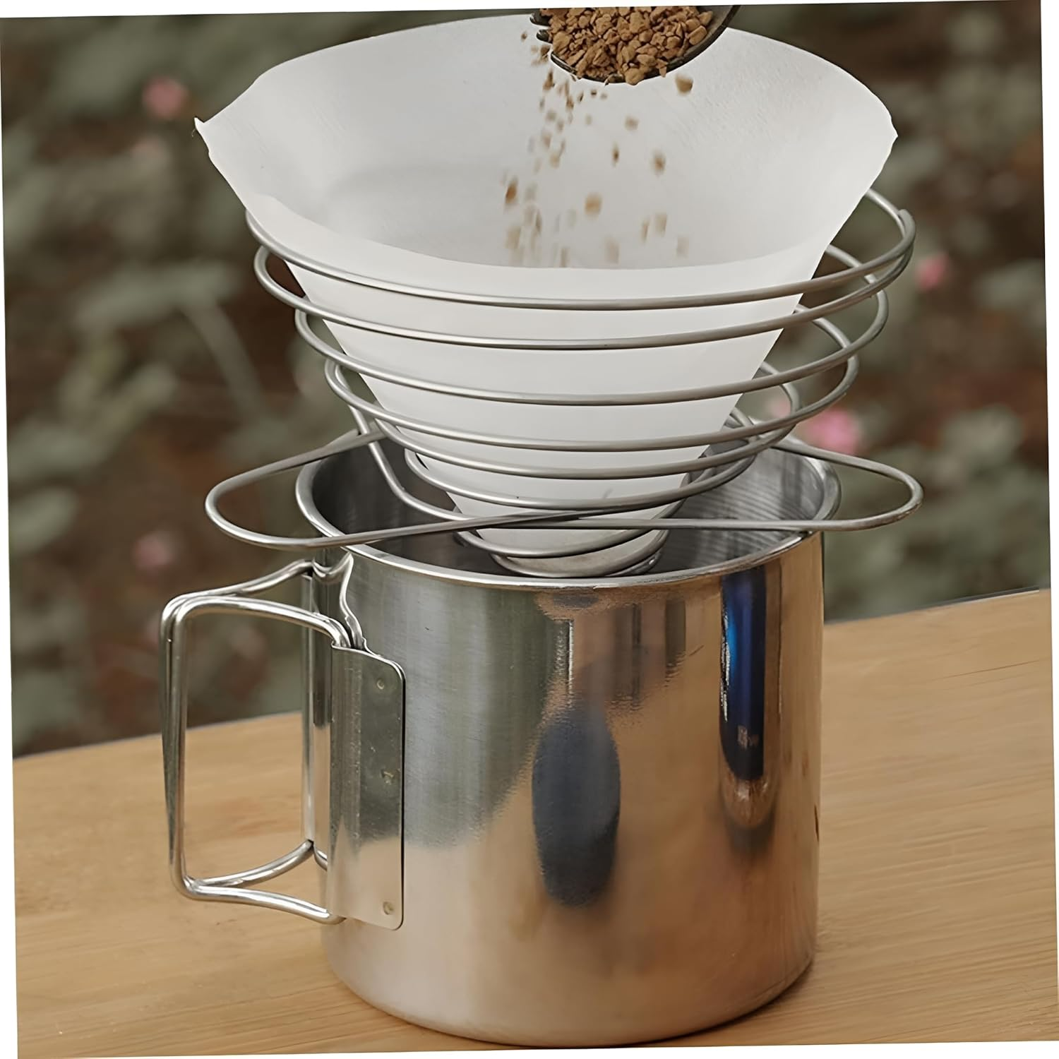 Youerte Compact Helix Pour over Coffee Maker - Foldable Stainless Steel Dripper for Travel, Camping & Home | Portable, Lightweight & Eco-Friendly Coffee Brewer image number 3