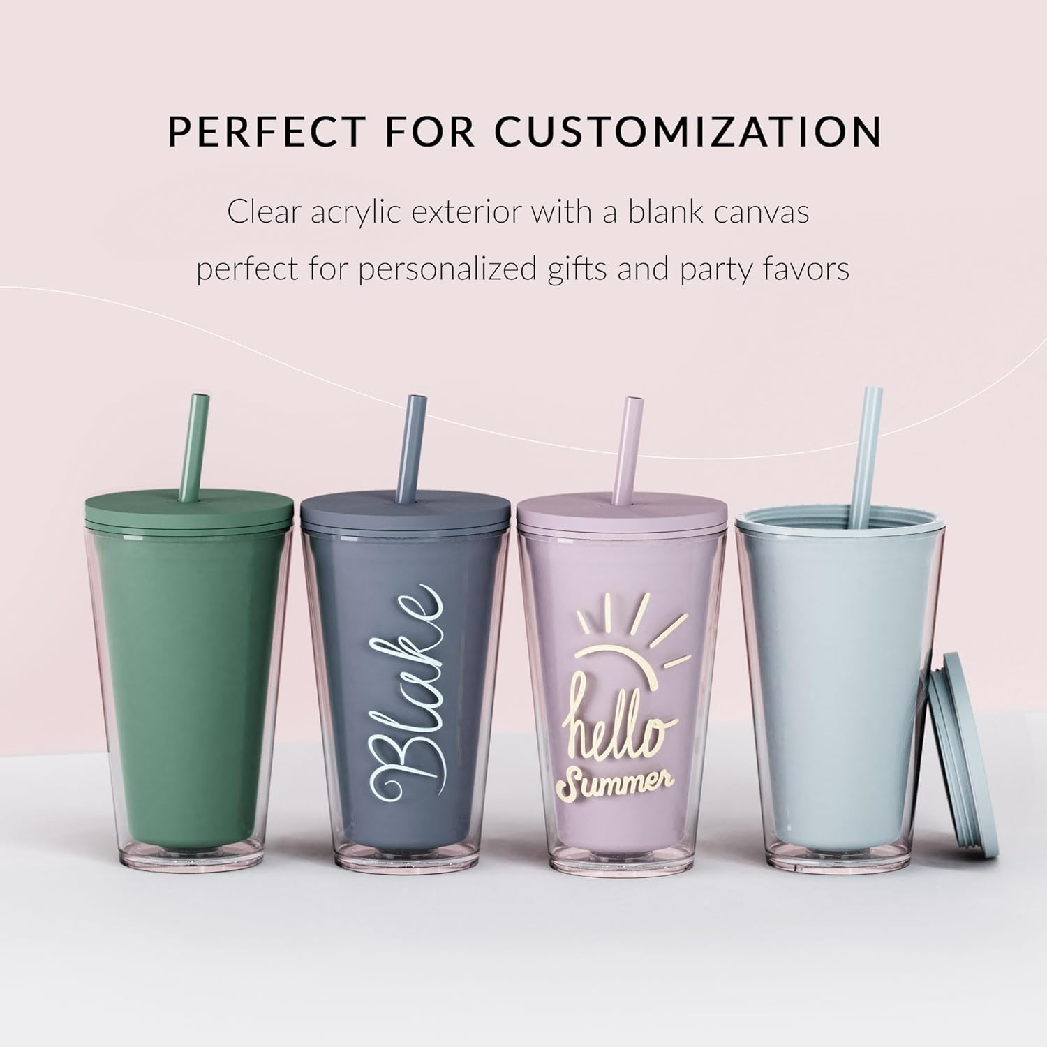 Maars Classic Acrylic Tumbler with Lid and Straw | 16Oz Premium Insulated Iced Coffee Cups, Double Wall Reusable Plastic Cups - Clear, 2 Pack image number 4