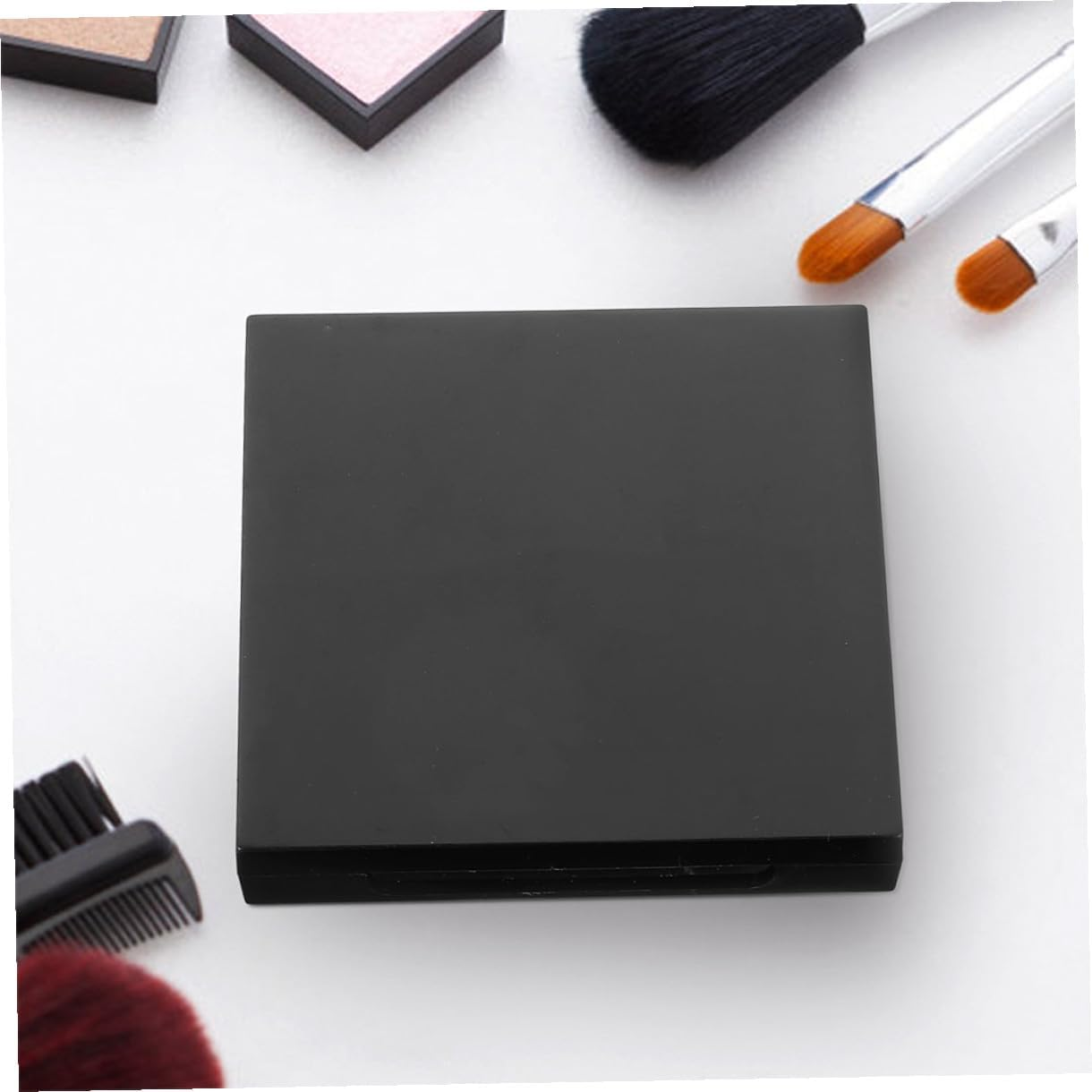 2 Sets DIY Refillable Empty Makeup Palette with Integrated Brush Slot Lipstick and Eyeshadow Container for Custom Blusher Storage image number 1