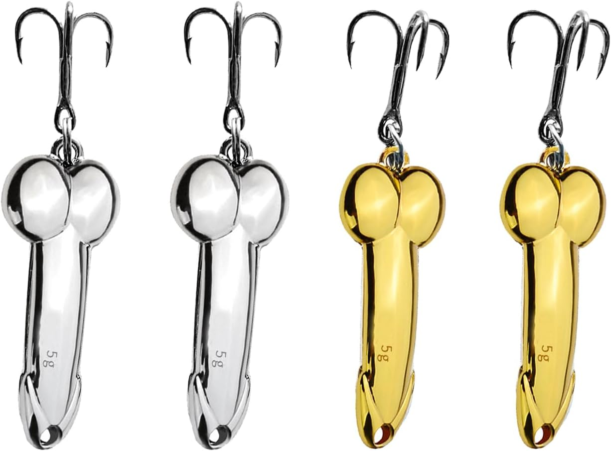 4Pcs Funny Fishing Lures, Top Water Bass Fishing Lure, Bass Fishing Gear Spinner Baits Freshwater Saltwater Fish Equipment Fish Hook Gift for Fathers Day, Fishing Gifts for Men