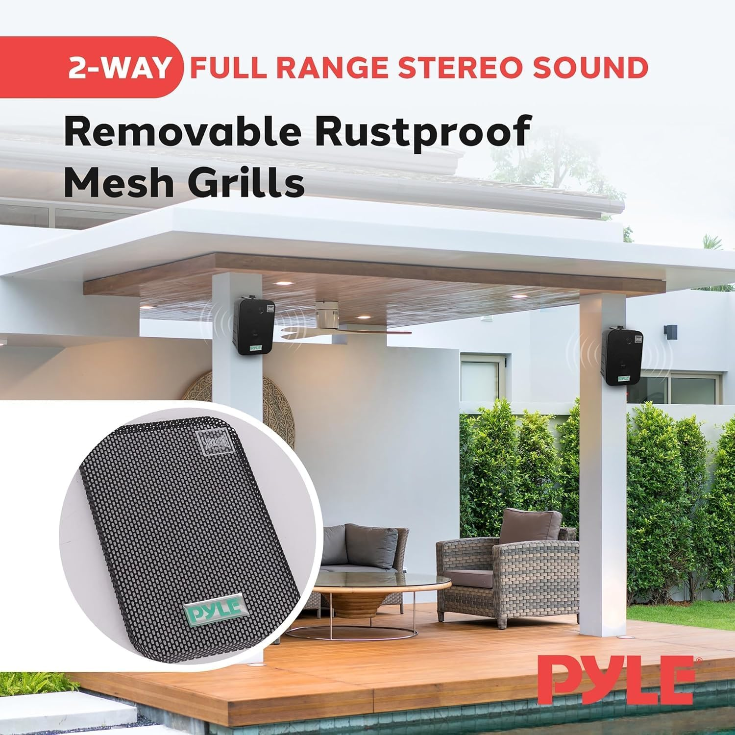 Pyle Home Dual Waterproof Outdoor Speaker System - 5.25 Inch Pair of Weatherproof Wall/Ceiling Mounted Speakers W/Heavy Duty Grill, Universal Mount - for Use in the Pool, Patio, Indoor PDWR40B (Black)