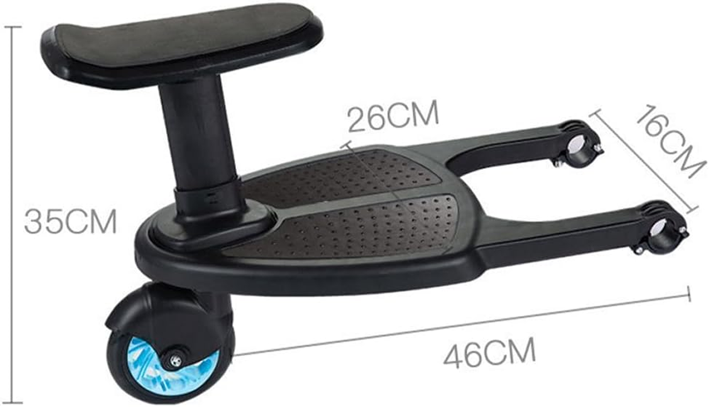 2-In-1 Stroller Board, Buggy Board with Seat, Stroller Attachment for Toddler to Ride, Sit and Stand, Wheeled Board Stroller Pedal, Fits Most Strollers, Holds up to 25Kg image number 4